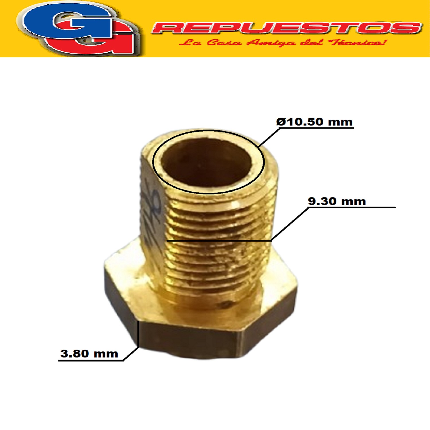 INYECTOR SANSUR QUEMADOR ROSCA 1/8 FRESADA 050 mm