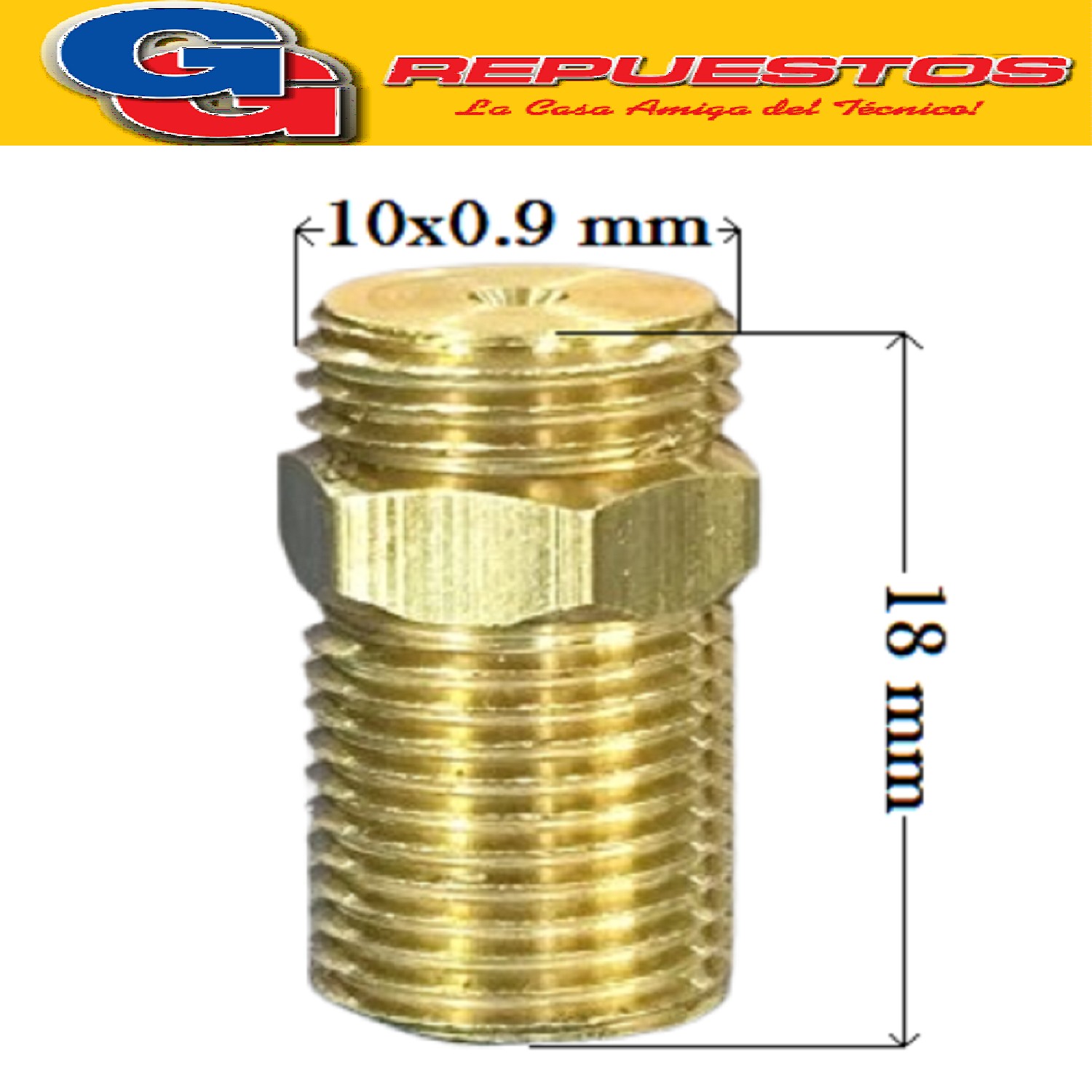 INYECTOR PARA CALEFACTOR PILOTO ANALIZADOR 1/8 MACHO - MACHO COMPATIBLE CON ORBIS