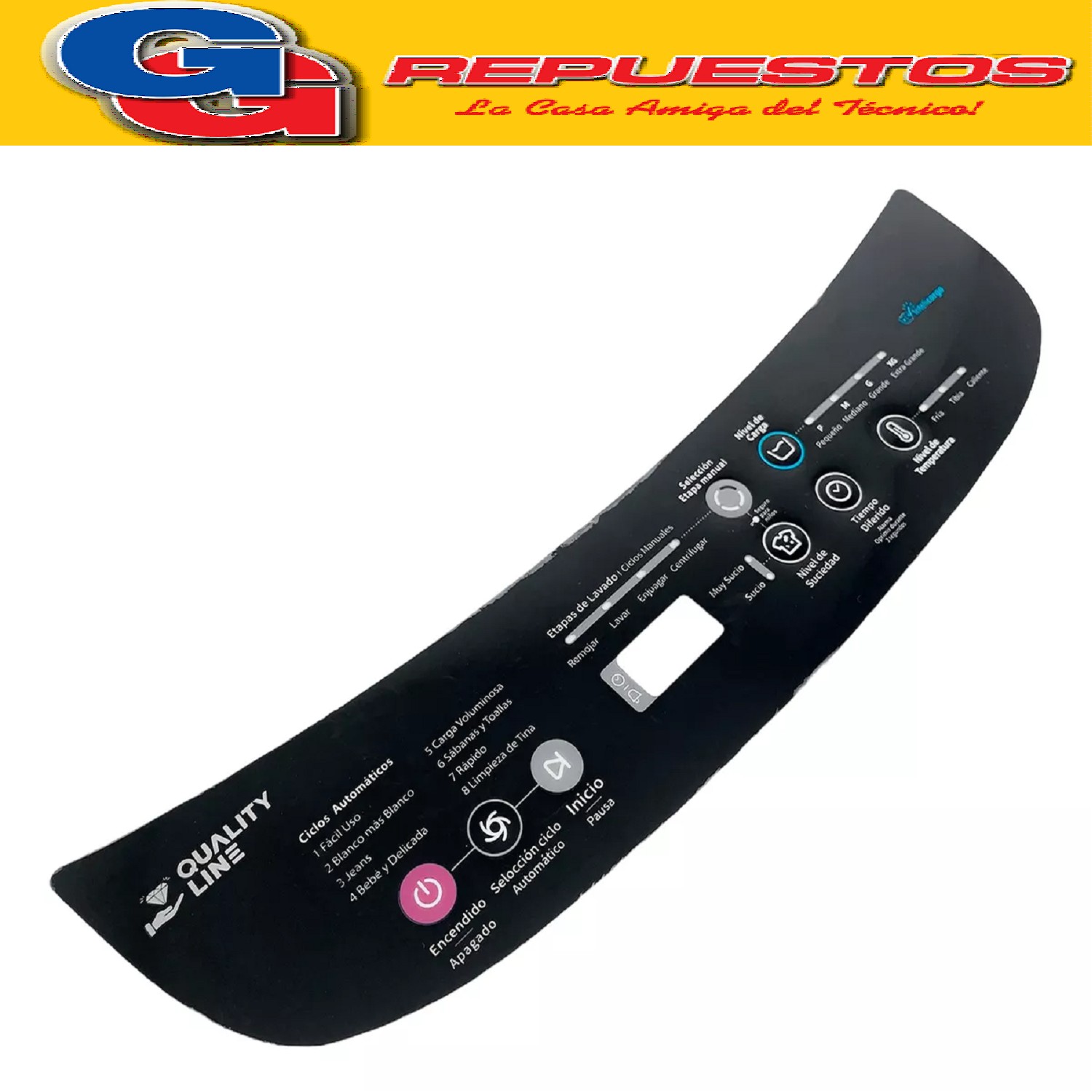 SERIGRAFIA PARA LAVARROPAS WHIRLPOOL WWI13AB/AS CARGA SUPERI OR 9KG W10637004 (WHIRLPOOL) Pos18 PANEL DECORATIVO IMP GOOD WHIRLPOOL (1) QUALITY LINE SEQ1010 LARGO 46 Y 44CM APROXIMADAMENTE