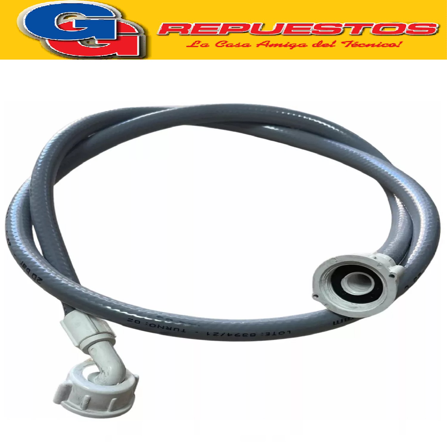 MANGUERA CARGA 1,50 MTS GRIS BRAZIL PARA LAVARROPAS DREAN MA PARA  DREAN MABE- BOSCH- SIEMENS- ARISTON- PATRICK-ESLABON DE LUJO- WHIRLPOOL - MARSHAL- COVENTRY- PATRIOT- DREAN BLUE- DREAN NEXT- ZANELLA- GAFA- ELECTROLUX- AURORA- DIPLOMATIC- WHITE WESTINGHOUSE- KENDAL-DREAN GOLD- CANDY- LOINGVIE- GENESIS