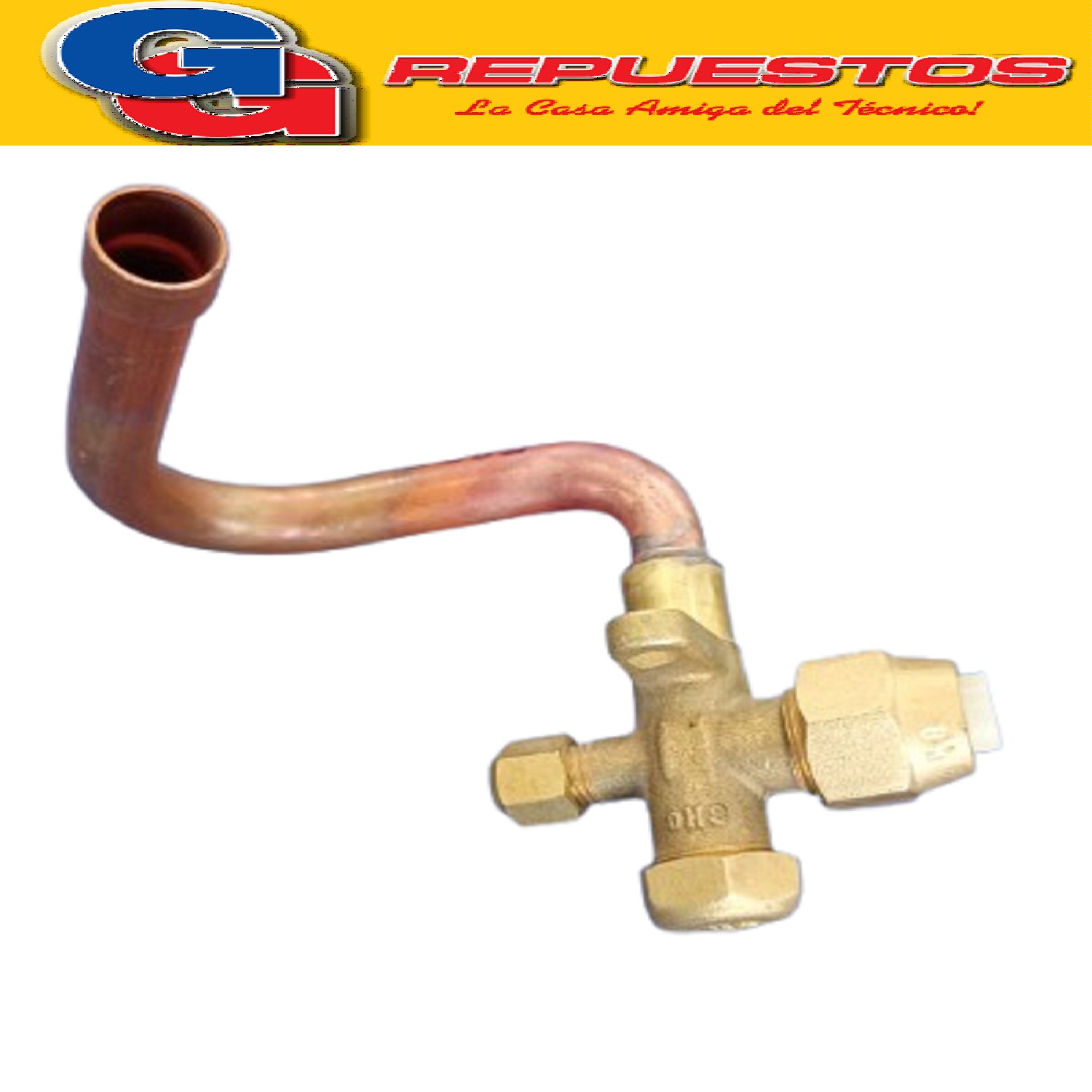 ROBINETE LLAVE SERVICIO PARA SPLIT 1/2 EN BRONCE CON VALVULA DE CARGA CURVA EN U HACIA BAJOR22