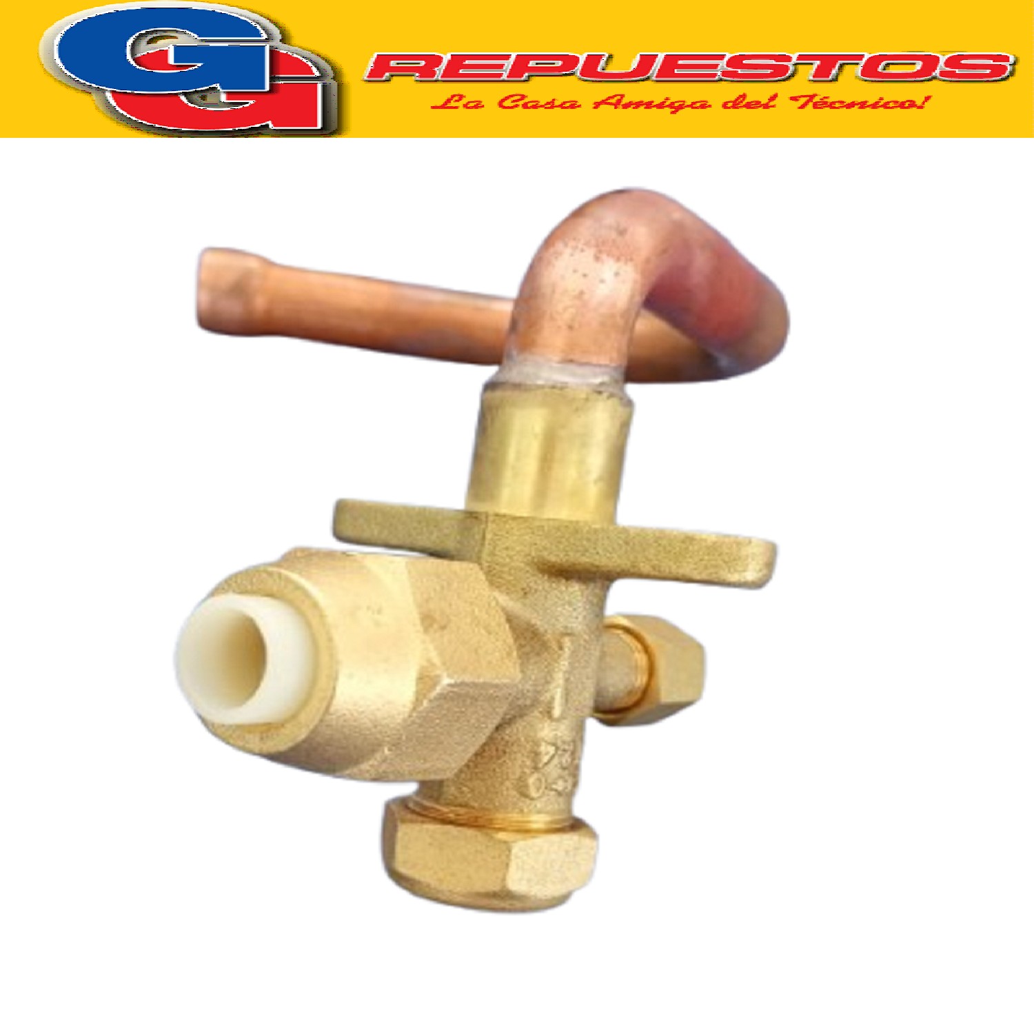 ROBINETE LLAVE SERVICIO PARA SPLIT 1/2 EN BRONCE CON VALVULA DE CARGA CURVA EN U HACIA BAJOR22