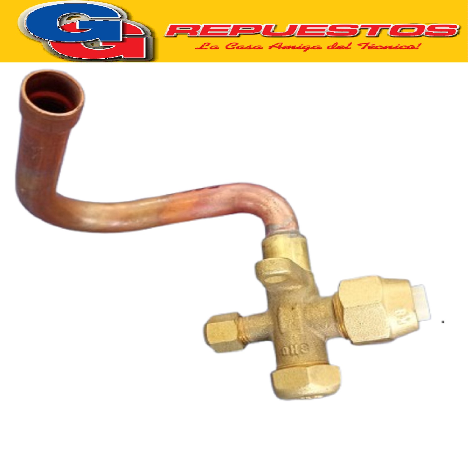 ROBINETE LLAVE SERVICIO PARA SPLIT 1/2 EN BRONCE CON VALVULA DE CARGA CURVA EN U HACIA BAJOR22