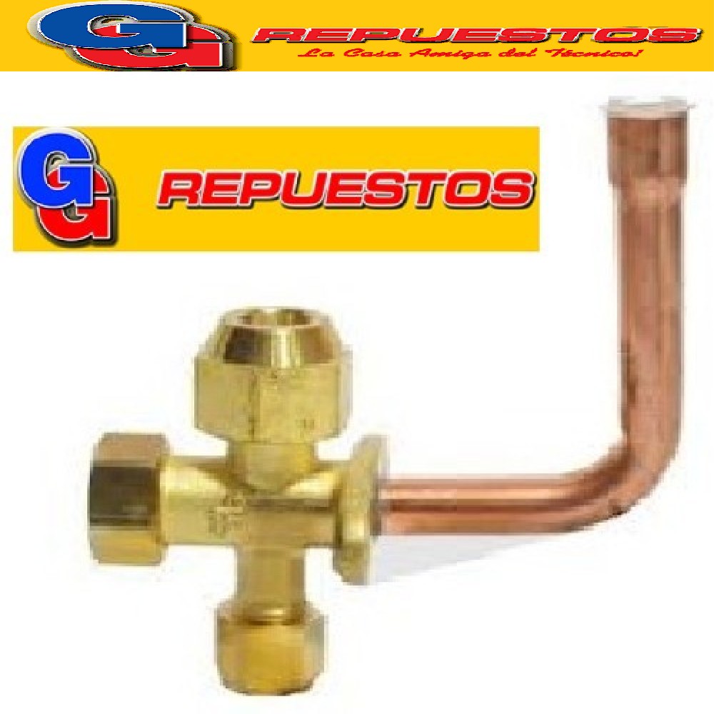 ROBINETE LLAVE SERVICIO PARA SPLIT 1/2 EN BRONCE CON VALVULA DE CARGA CURVA EN U HACIA BAJOR22