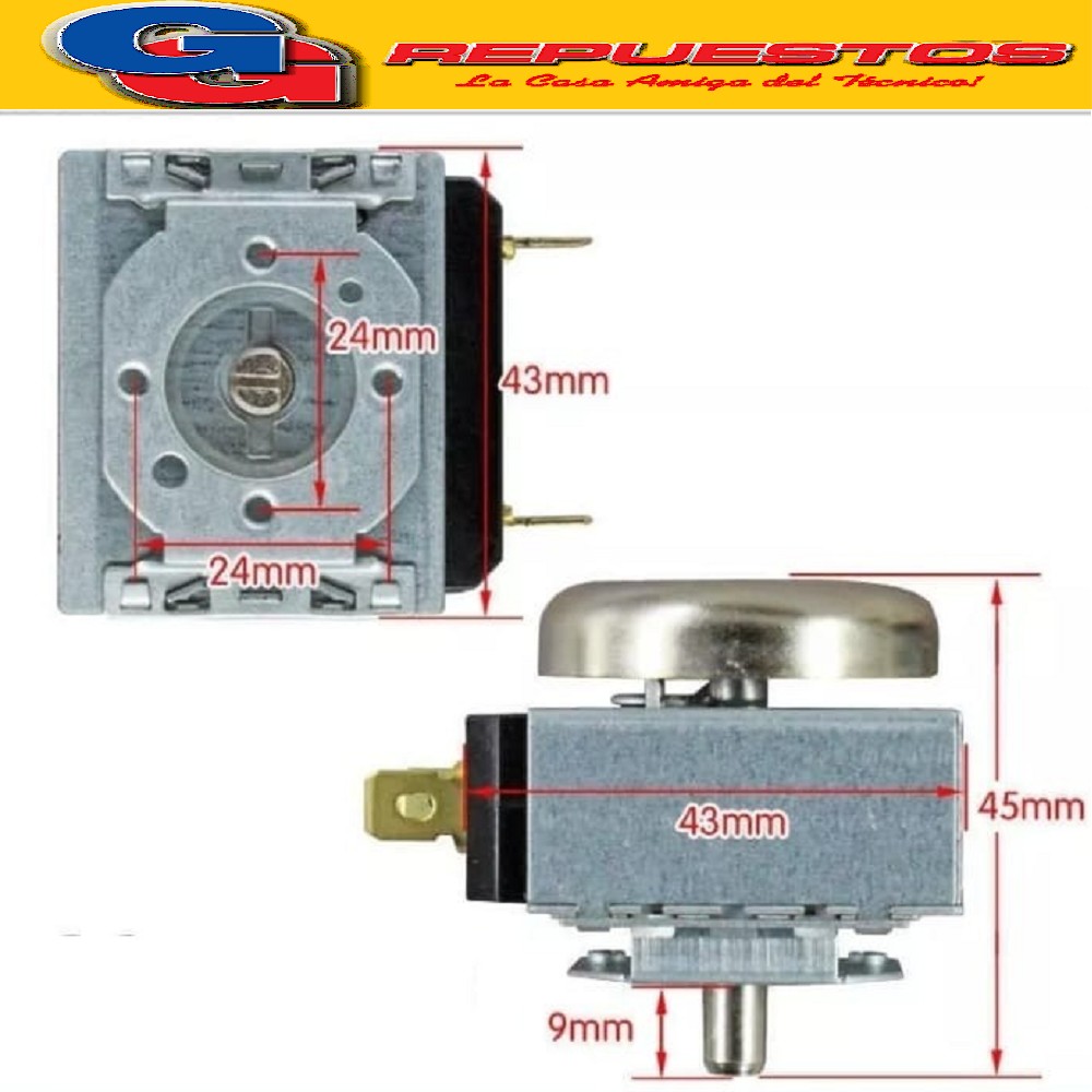 TIMER RELOJ 120 MINUTOS PARA MICROONDAS Y HORNOS ELECTRICOS, TIMER CON CHAVETA, DATOS TECNICOS:
Capacidad contactos: 16A
Voltaje: 220/240V
Tiempo máximo : 120 MINUTOS