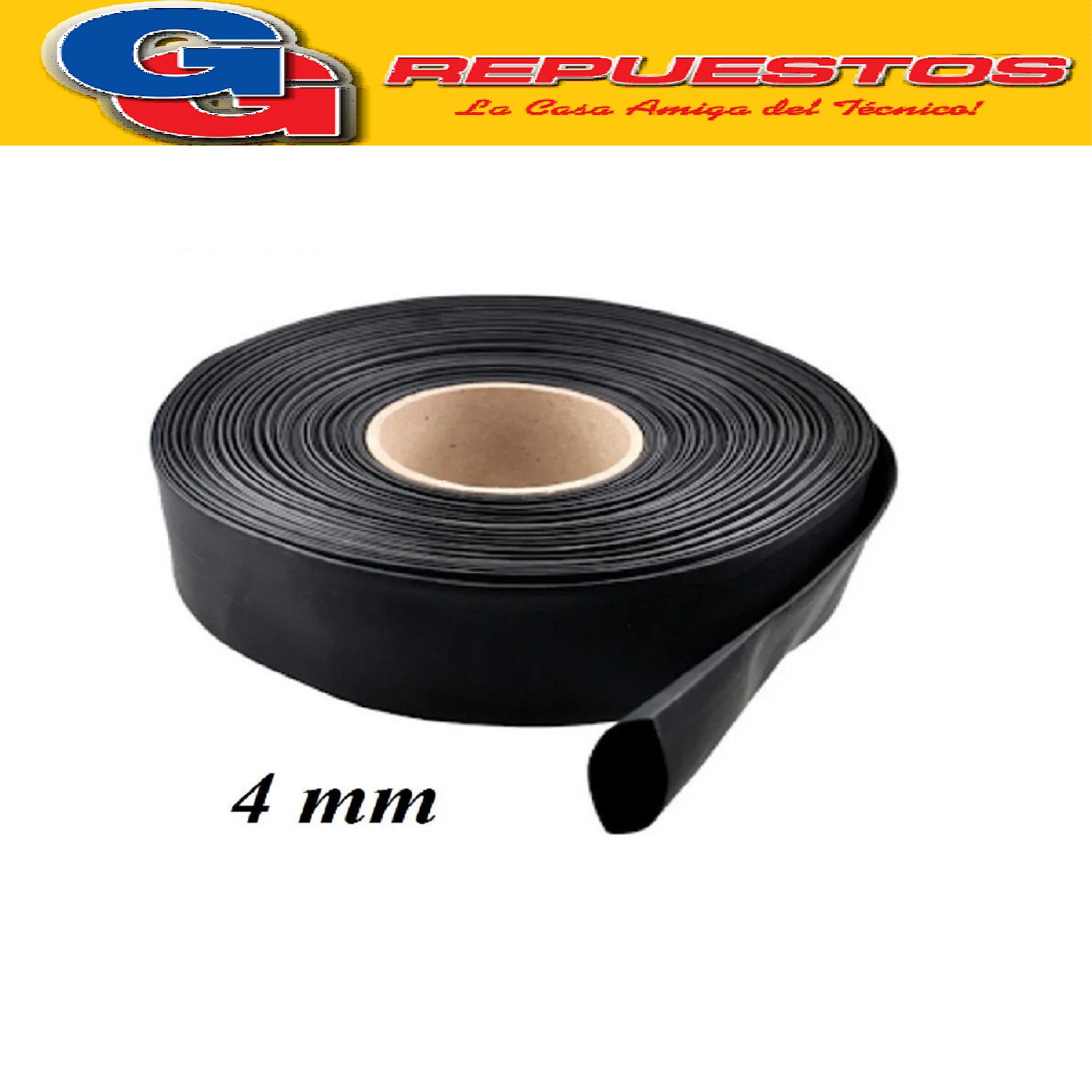 SPAGUETTI TERMOCONTRAIBLE 4MM NEGRO SE CONTRAE HASTA 2MM  X  METRO