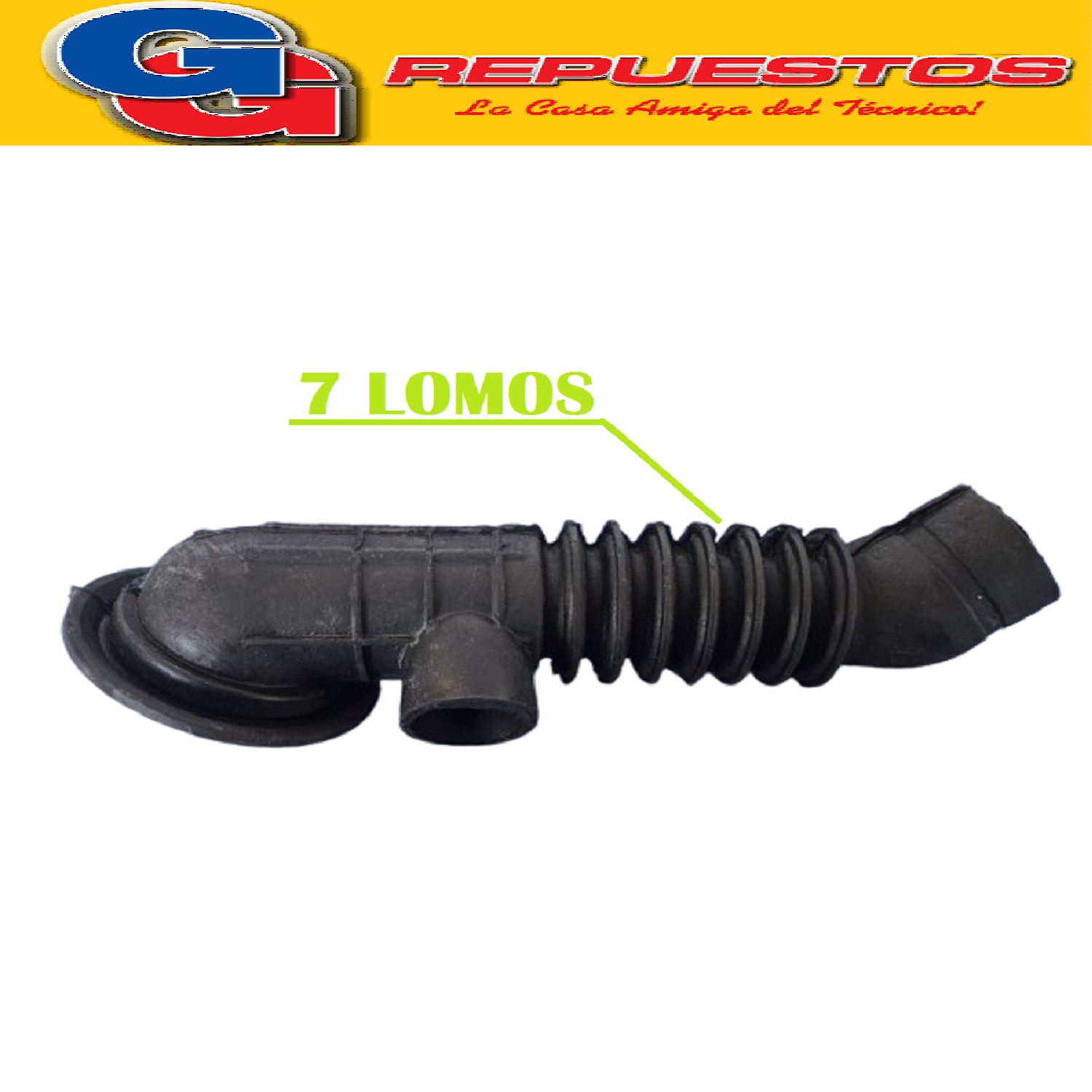 CODO SALIDA LAVARROPAS PARA LONGVIE CUBA/BOMBA LONGVIE 515T  9550-9580-F512-17WD-2412-2512--2515-2517-K7125 (NACIONAL) 7 LOMOS  Cod.Origen: 11309 (LONGVIE FAGOR) 7 KENT