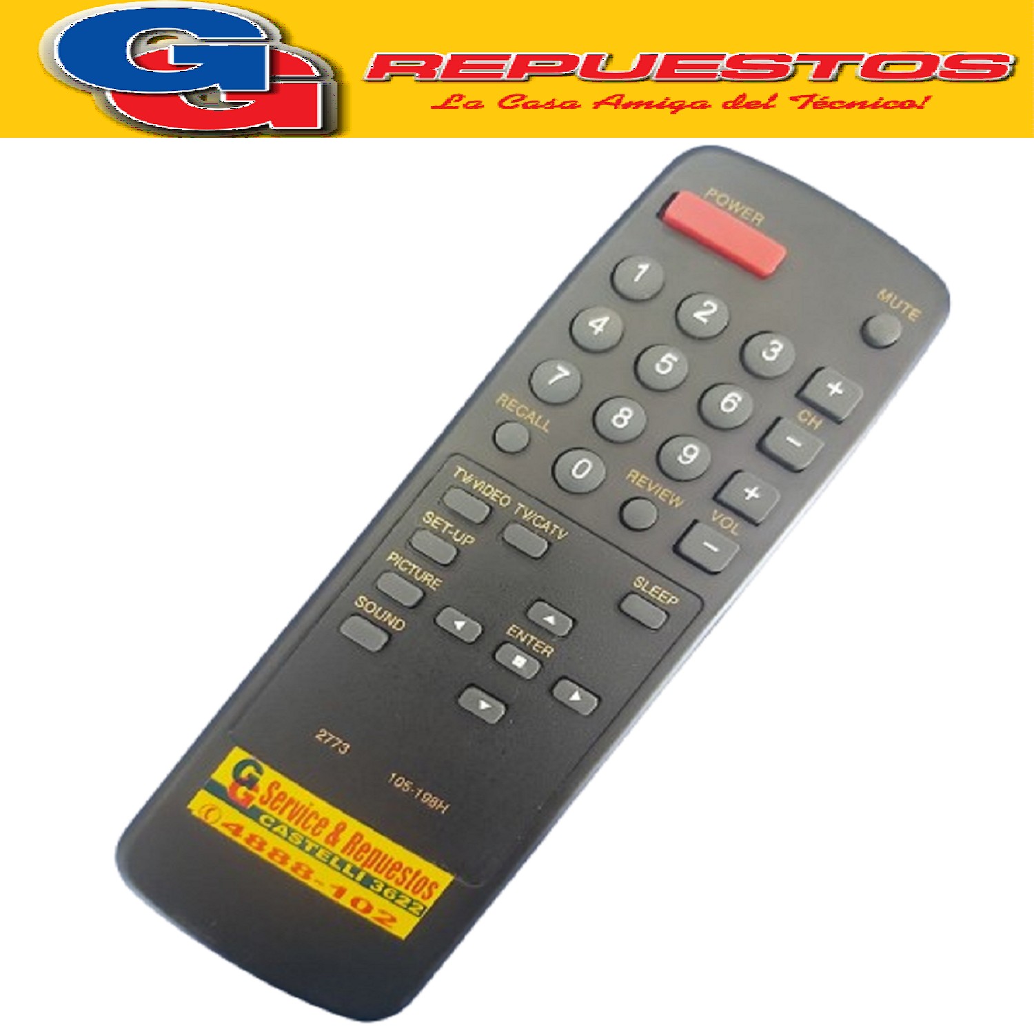 CONTROL REMOTO TV 105-198H PARA LG GOLDSTAR HITACHI KENIA  - RANSER(2773)