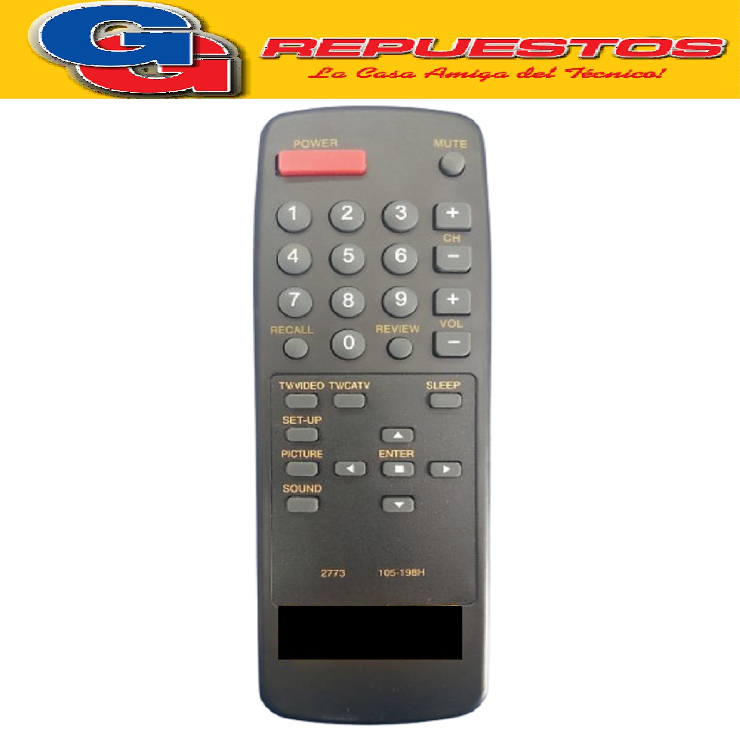 CONTROL REMOTO TV 105-198H PARA LG GOLDSTAR HITACHI KENIA  - RANSER(2773)