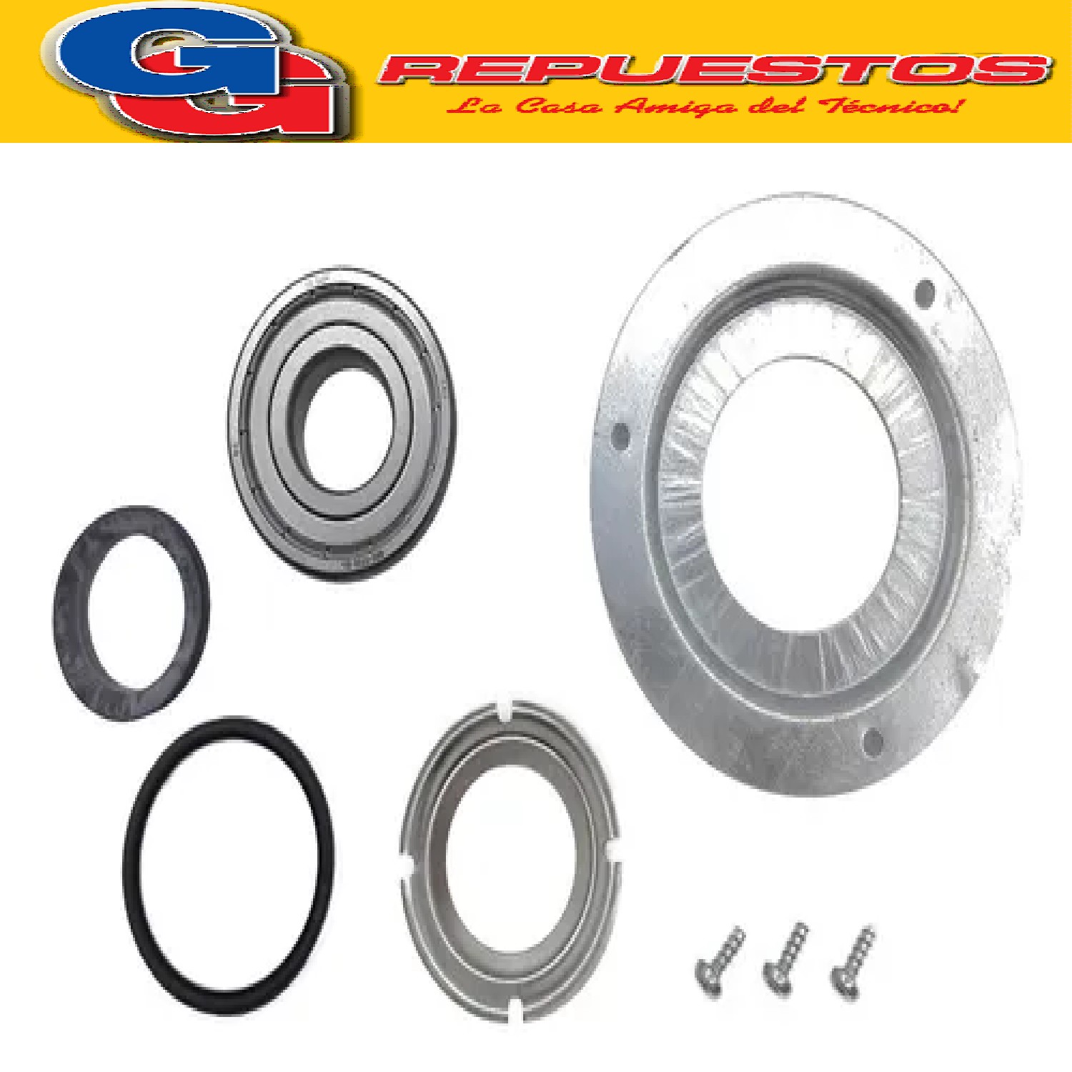 KIT RODAMIENTO LADO POLEA LAVARROPAS PARA WHIRLPOOL  AWG050 COMPLETO 050 -AWG052WP-AWG258-AWG284/WP-AWG286WP-AWG458-AWG486-AWG583-AWG286WP-AWG611-AWG686-AWG1065-AWH650-AWH651-AWH66-AWG284 COMPATIBLE CON WHILPOOL ESLABON DE LUJO