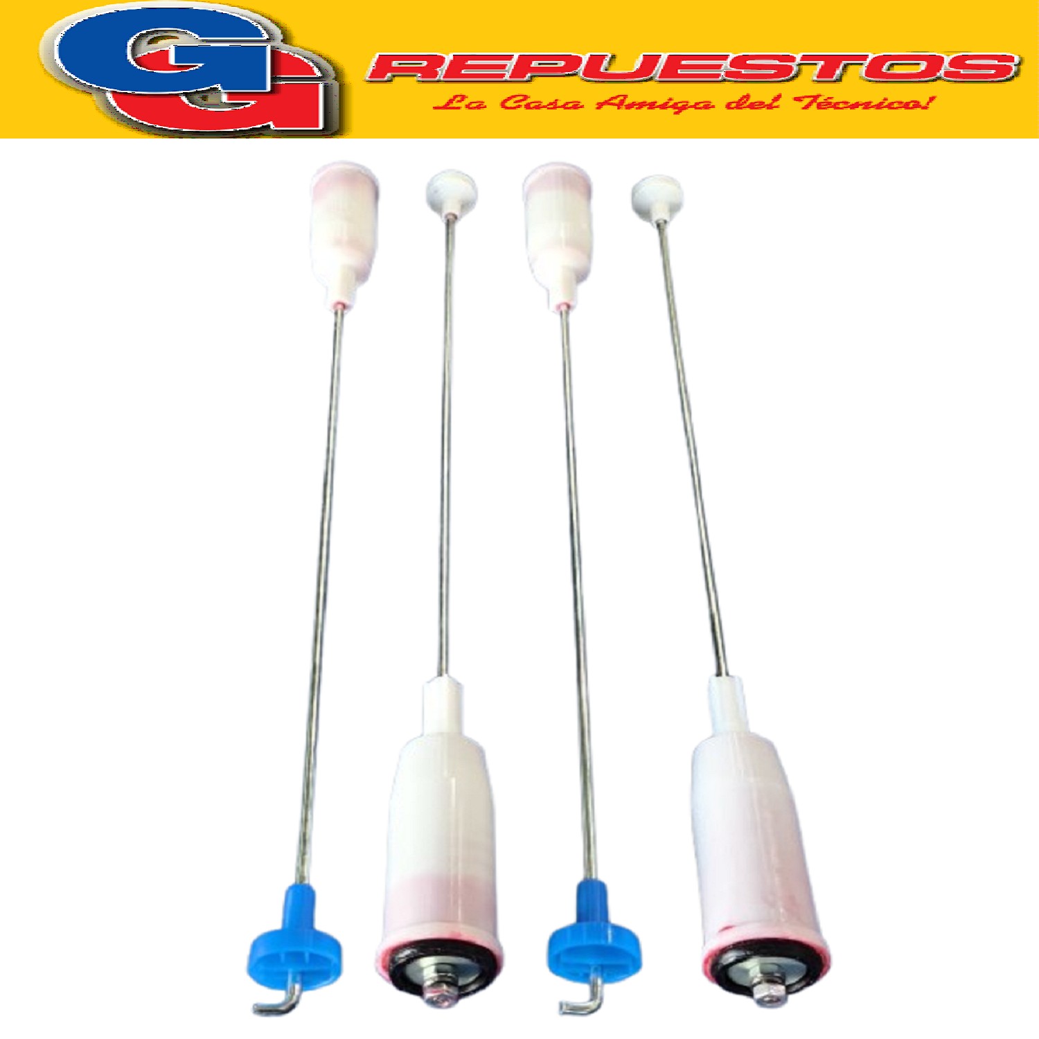 AMORTIGUADOR AJUSTABLE DE 57CM A 65CM ( X4 ) COMPATIBLE CON  LAVARROPAS CARGA SUPERIOR. REGULABLE A ROSCA JUEGO DE 4 AMORTIGUADORES / VARILLA DE SUSPENCION.