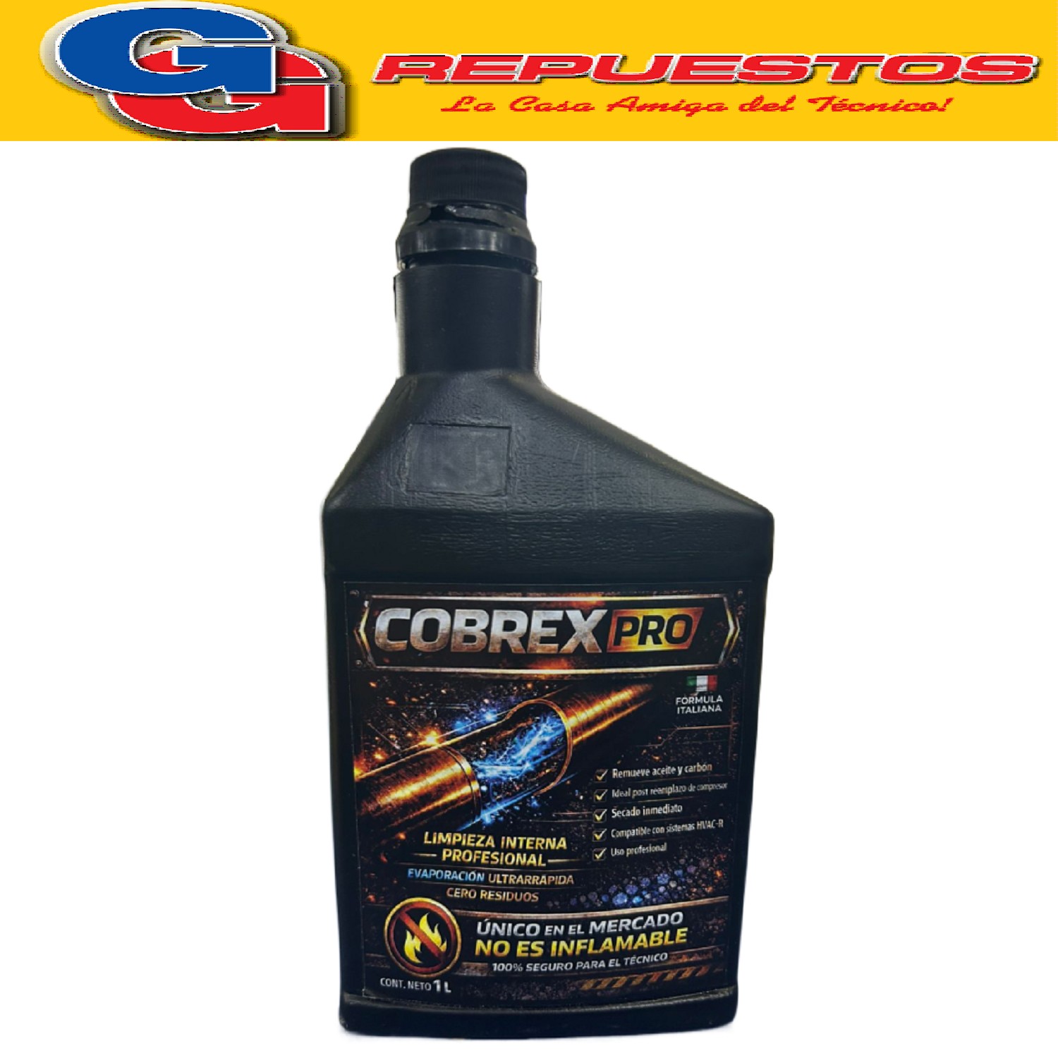 LIMPIA CAÑERIAS COBREX PRO AGENTE PARA LIMPIEZA  DE CIRCUITO S EN REFRIGERACION, LIMPIEZA INTERNA PROFESIONAL, EVAPORACION RAPIDA SIN DEJAR RESIDUOS, REMUEVE ACEITE Y CARBON, IDEAL POST REEMPLAZO DEL COMPRESOR, SECADO INMEDIATO, COMPATIBLE CON SISTEMAS HVAC-R. NO ES INFLAMABLE