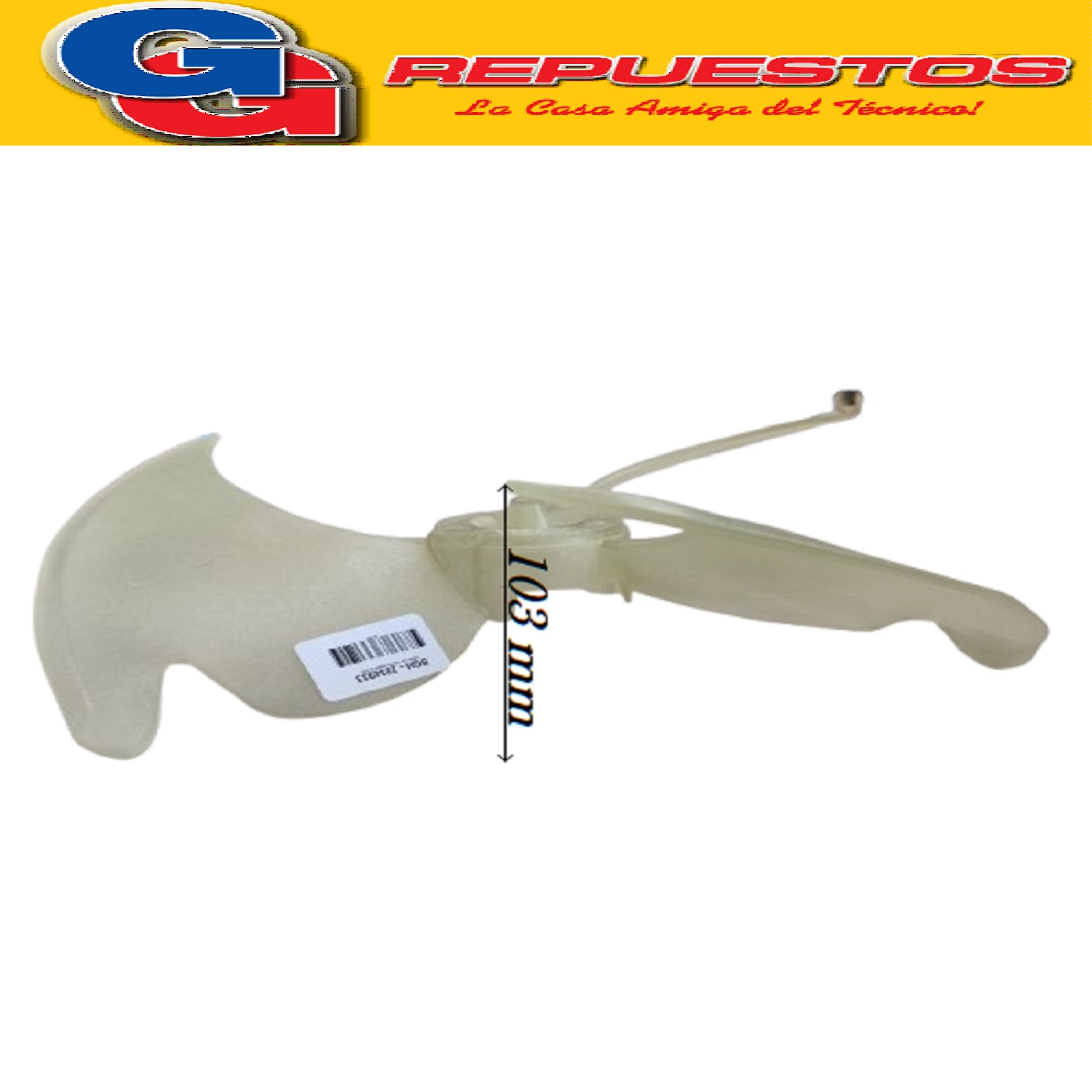 HELICE PALA CONDENSADORA AIRE SPLIT 3 ASPAS 378X103 SENTIDO  DE GIRO ANTIHORARIO eje de 8 mm