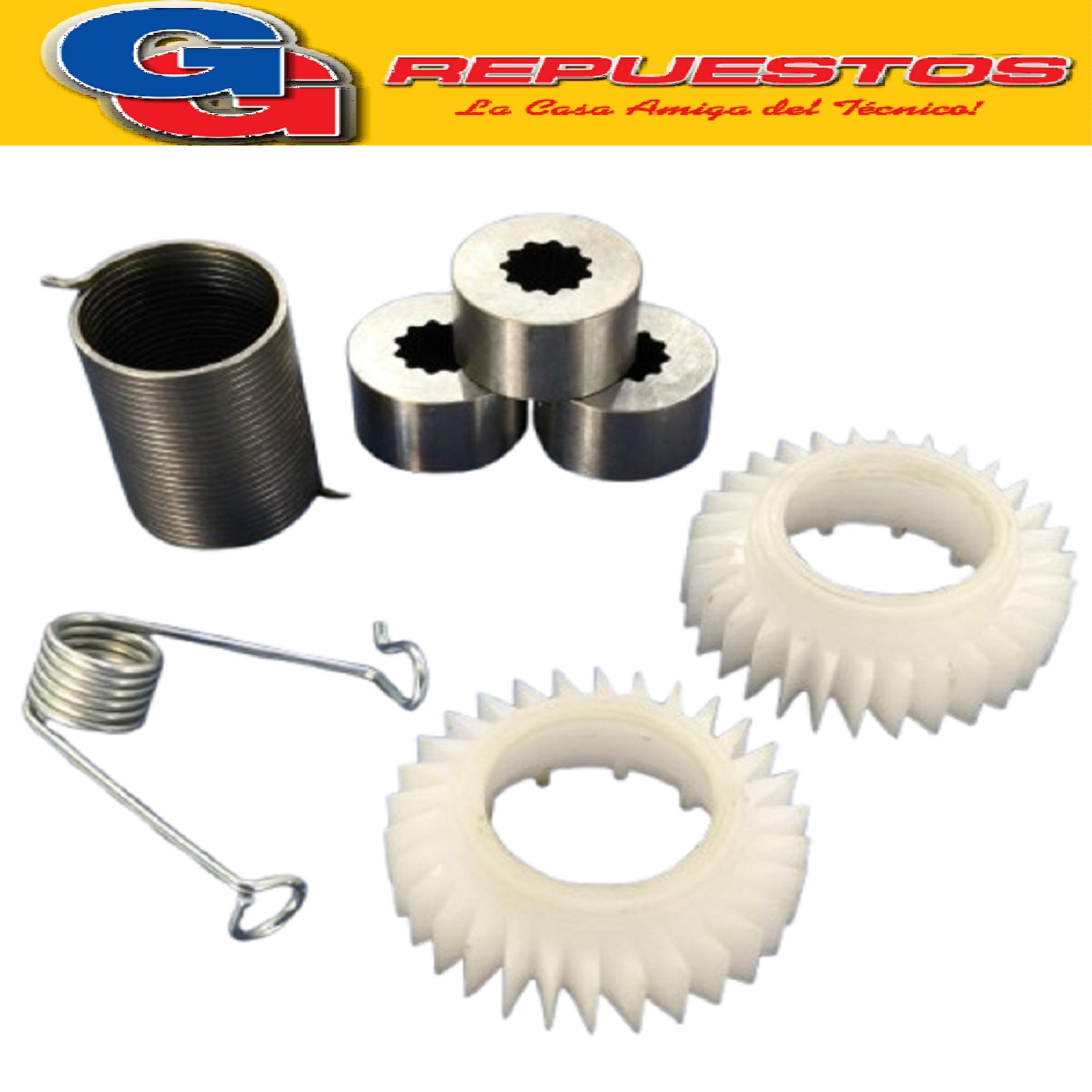 KIT DE REPARACION PARA CAJA DE LAVARROPAS FUZZY CON CHAPON / RESORTE Y DOS ENGRANAGES ELECTROLUX ELACW09 ELACW10 ELAC09 - ELAC10 - 2770007 2770019