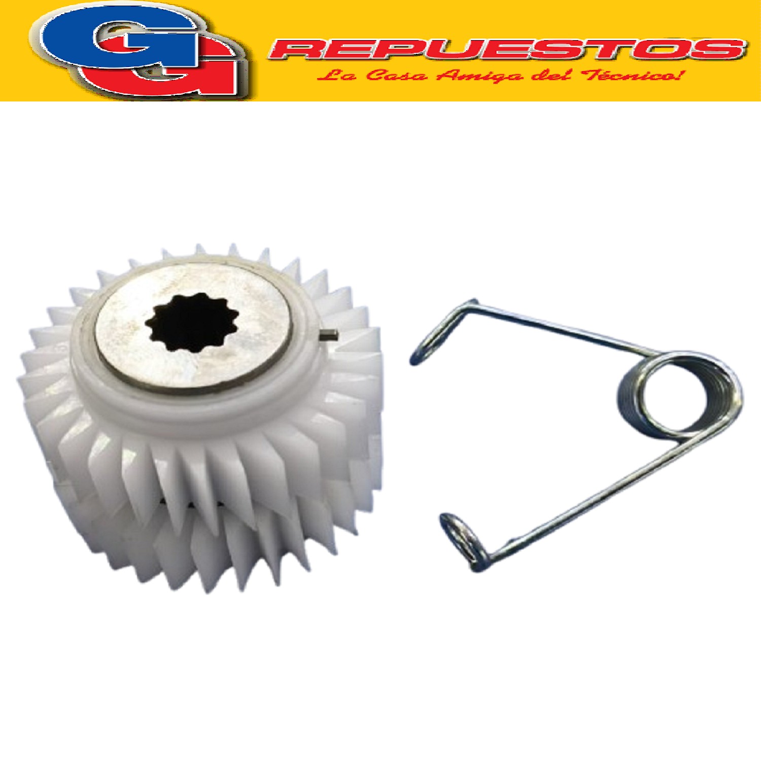KIT DE REPARACION PARA CAJA DE LAVARROPAS FUZZY CON CHAPON / RESORTE Y DOS ENGRANAGES ELECTROLUX ELACW09 ELACW10 ELAC09 - ELAC10 - 2770007 2770019