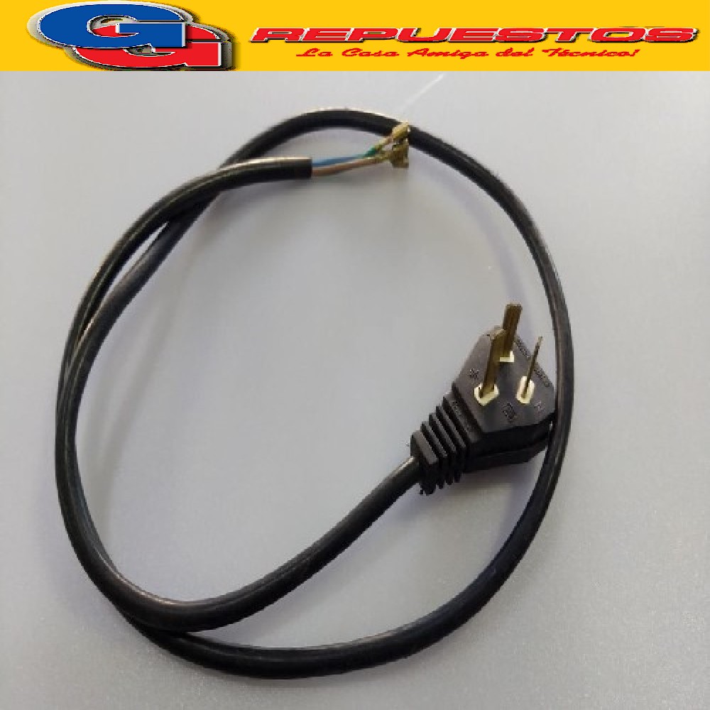 CABLE DE LINEA ALIMENTACION ARMADO 220V LA (TRIPOLAR.) 1 MTS PARA ELECTRODOMESTICOS CON 2 TERMINALES PALAS Y 1 OJAL