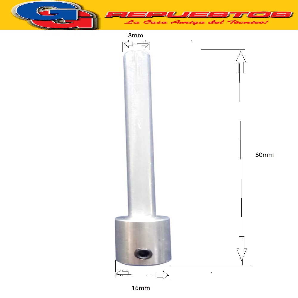 PROLONGADOR BUJE TURBINA PARA FORZADOR SPLIT PARA EJE 8 MM L ARGO TOTAL 6 CM PROLONGADOR DE ALUMINIO RAPTOR TOOLS