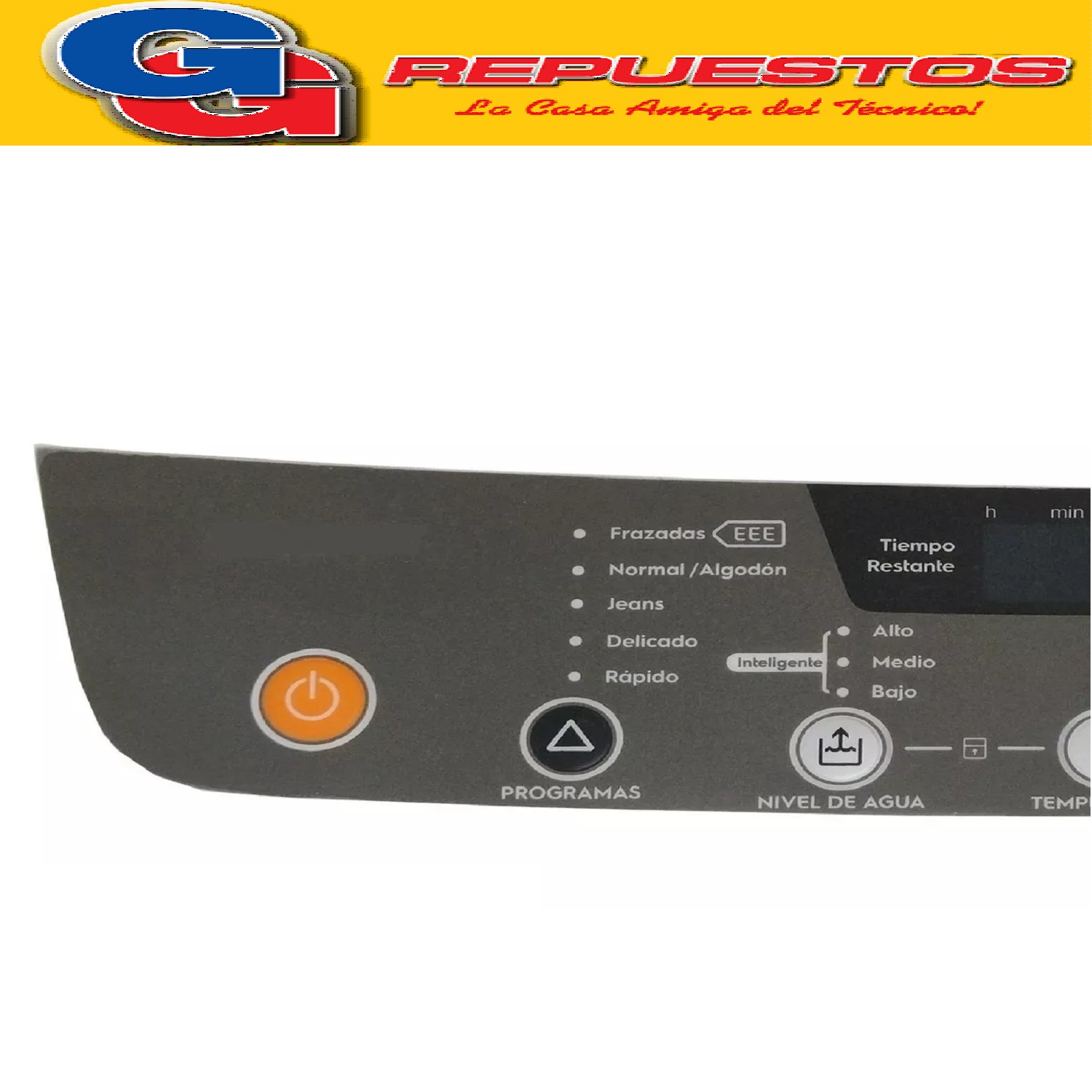 SERIGRAFIA PARA LAVARROPAS GAFA FUZZYFIT 7KG  CARGA SUPERIOR QUALITY LINE MEMBRANA PARA PANEL. LARGO 32 Y 34CM APROXIMADAMENTE.