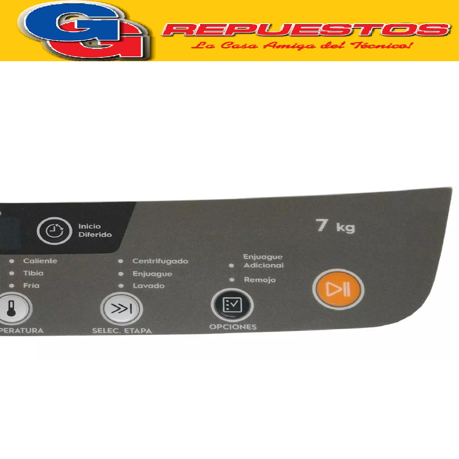 SERIGRAFIA PARA LAVARROPAS GAFA FUZZYFIT 7KG  CARGA SUPERIOR QUALITY LINE MEMBRANA PARA PANEL. LARGO 32 Y 34CM APROXIMADAMENTE.