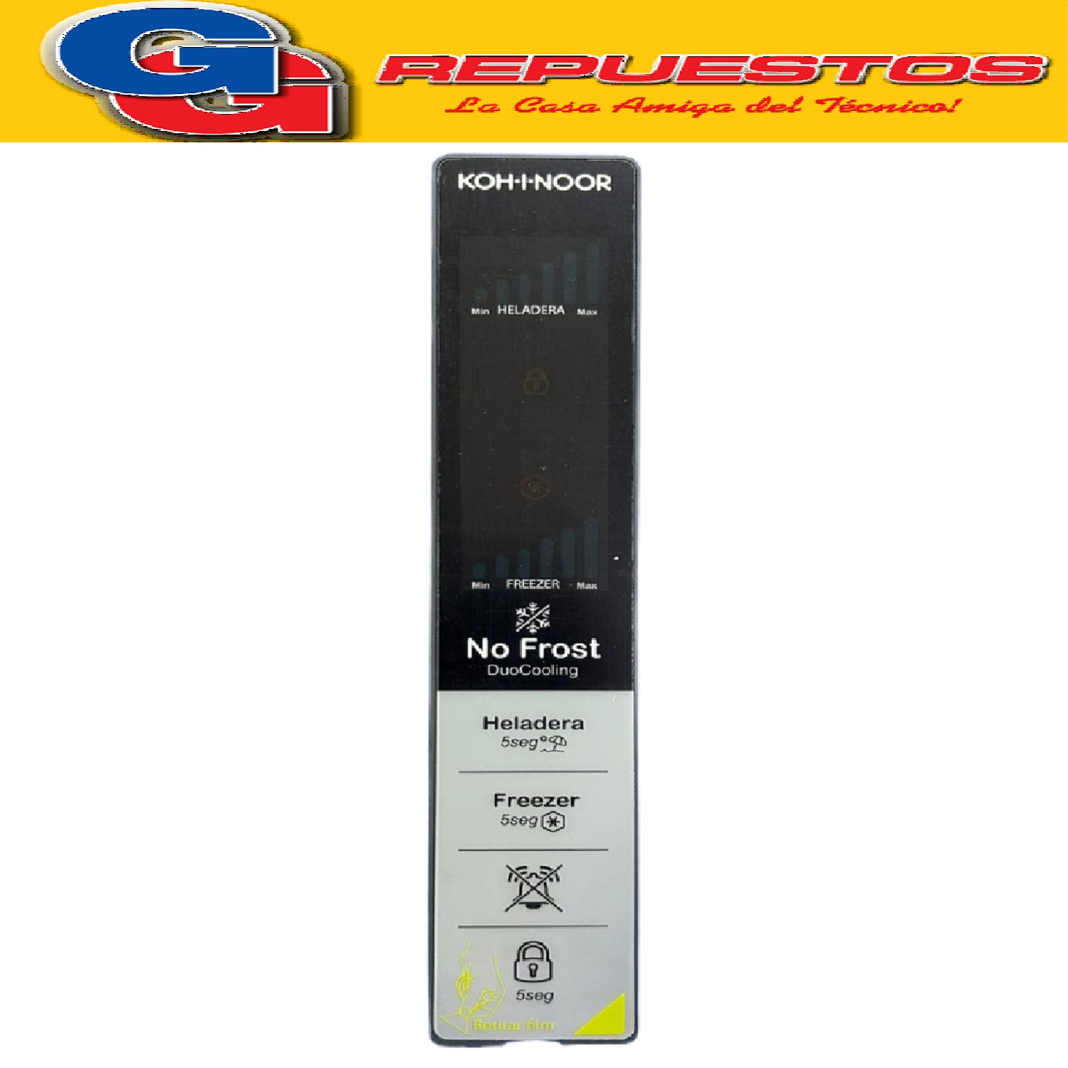 PLACA + DISPLAY PARA HELADERA NO FROST KOHINOOR KHGA41DI/9 O RIGINAL INVERTER  KHGA41DI/9 REF.-CONG.DUO COOLING INVERTER KOHINOOR ACERO KHGF41DI/9 HELADERA COMBI 417LTS NEGRA ACERADA INVERTER, NO F. PLAQUETA CON PANEL PARA HELADERA INVERTER