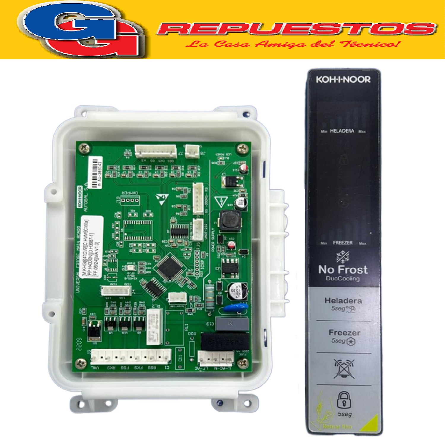 PLACA + DISPLAY PARA HELADERA NO FROST KOHINOOR KHGA41DI/9 O RIGINAL INVERTER  KHGA41DI/9 REF.-CONG.DUO COOLING INVERTER KOHINOOR ACERO KHGF41DI/9 HELADERA COMBI 417LTS NEGRA ACERADA INVERTER, NO F. PLAQUETA CON PANEL PARA HELADERA INVERTER