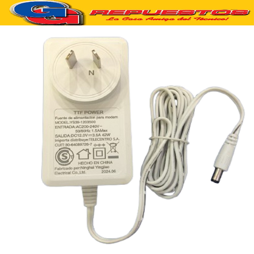 FUENTE 12V 3AMP SWITCHING PLUG 2,5MM CON CAMBIO DE POLARIDA  DSp1203- PUEDE VENIR TAMBIEN DE 3,5A