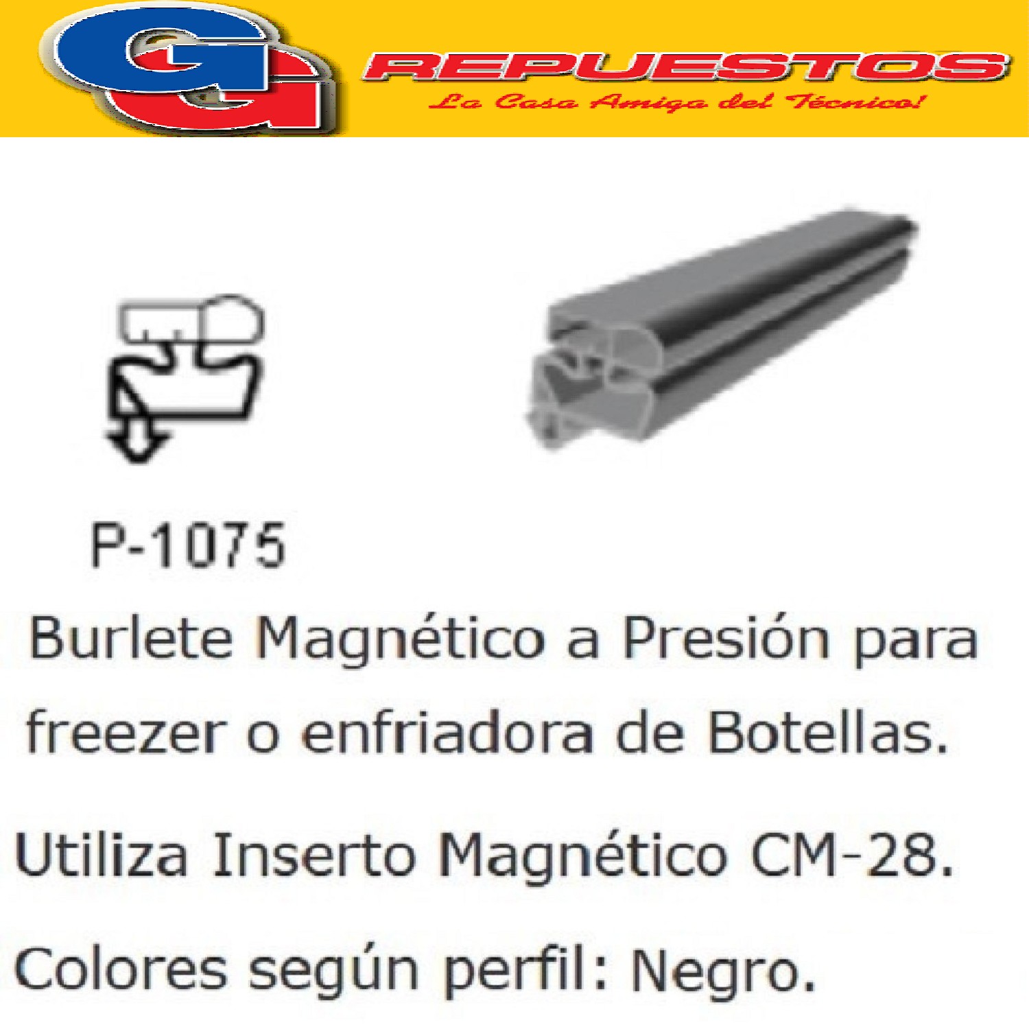 BURLETE PARA HELADERA Ang.P/1075 1450 x 750mm. A PRESION     NEGRO