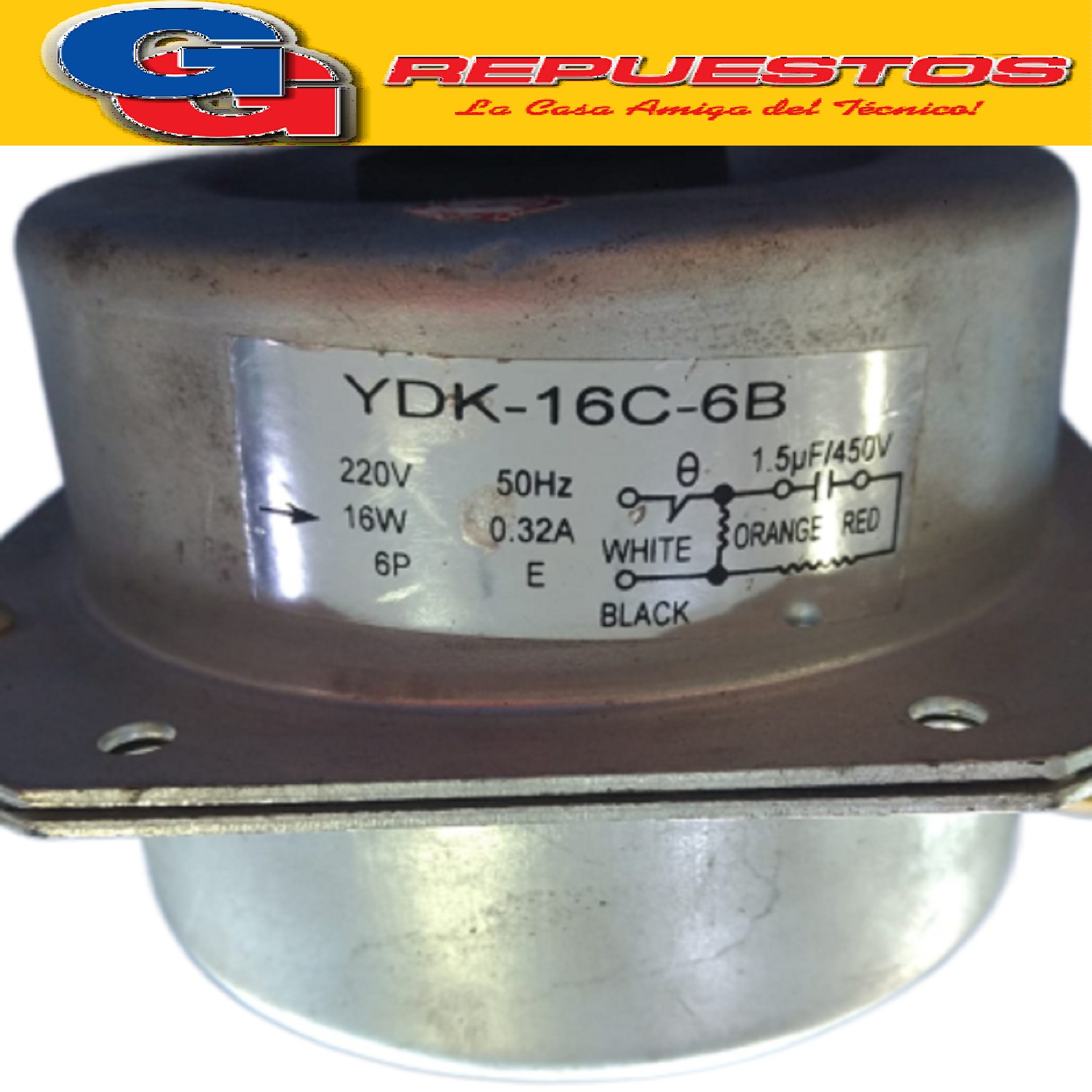FORZADOR MOTOR CONDENSADOR AIRE ACONDICIONADO YDK-16C-6B  16 W  220V. 0.32A 6 POLOS CAPACITOR 1.5uf (DIAMETRO DEL EJE 8MM) PARA AIRE SPLIT