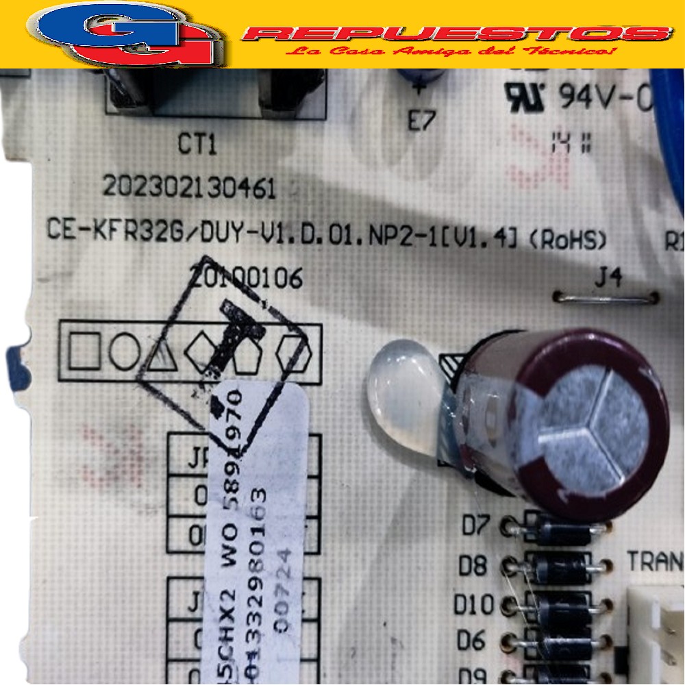 PLAQUETA ORIGINAL AIRE ACONDICIONADO SPLIT (CE-KFR32G/DUY-V1 D.01.NP2-1 V1.4 / BS645CHX2 / WO589-1970)