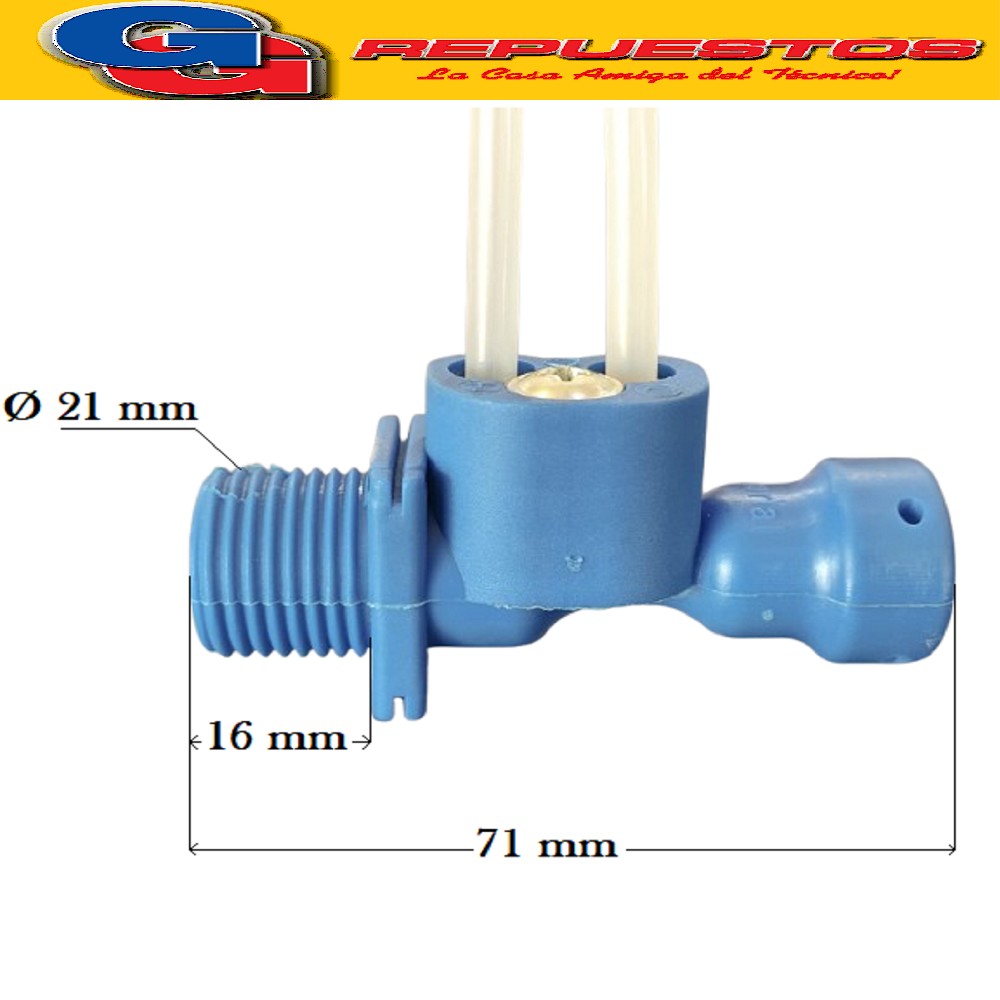 VENTURI DE 1/2 AZUL CON CAÑOS DE POLIAMIDA CALEFON ESCORIAL  MEDIDAS DE LOS POLIAMIDA DE 15 Y 14 CM