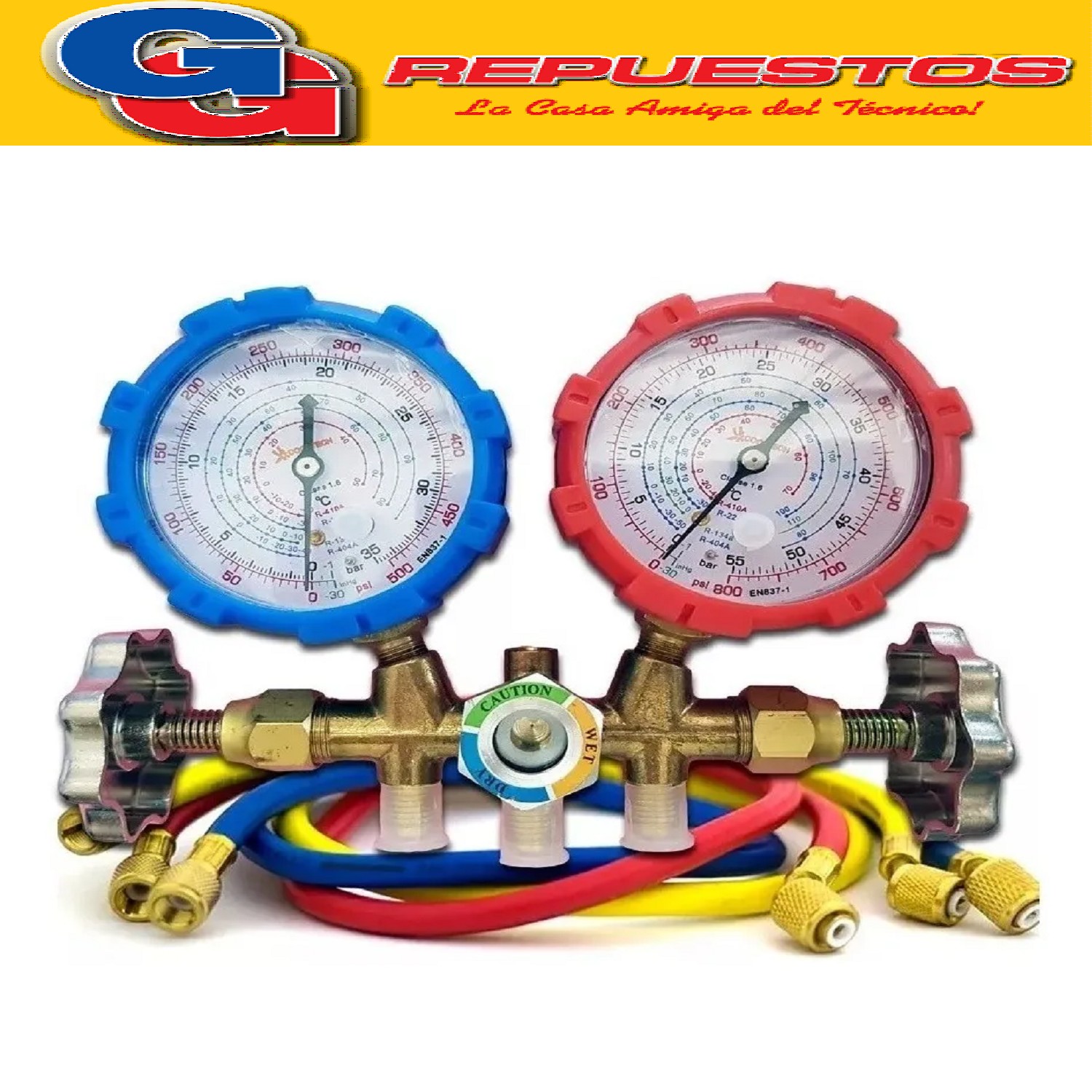 MANIFOLD PARA SERVICIO R22 R134 ZT536 COMPLETO CON MANGUERAS CT-536-G