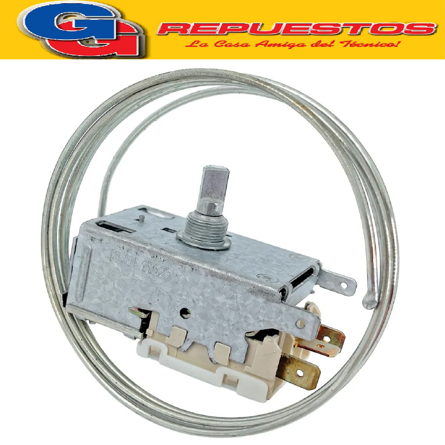 TERMOSTATO VT9 K59-L1102 3 CONTACTOS MEDIA CAÑA CAPILAR 1.2M CON TUERCA Y ACCESORIOS 3 CONTACTOS MEDIA CAÑA C/TUERCA Y ACCESORIOS . K59 (+3.5 -22_-12) HELADERA 2 FRIOS REEMPLAZO 26.1 GAFA 1200mm