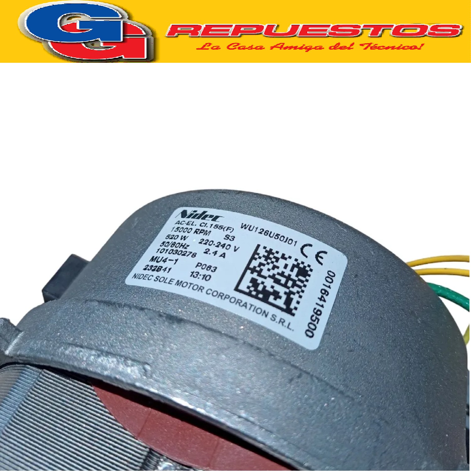 MOTOR UNIVERSAL CS D20 PARA LAVARROPAS DREAN GOLD  BLUE 12.8 701030278 DREAN GOLD 10.8 ECO DESIGN GOLD 10.8 SI BLUE! 10.8 12.8 ECO+ CANDY CYFT1084D-12 - 31006661 VITA 108T-12 - 31007404 SMART CVST810T - 31008341 15000RPM Cod Origen: WW01F02444 20584.418