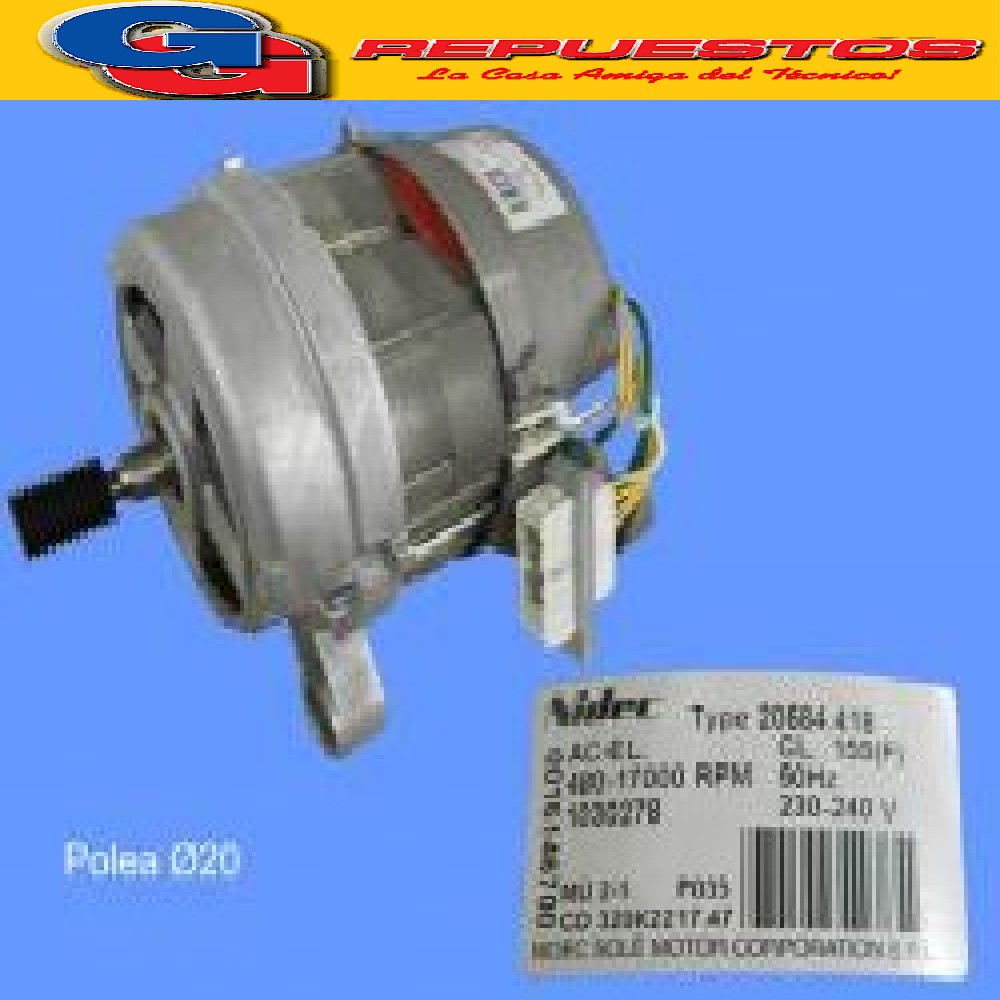 MOTOR UNIVERSAL CS D20 PARA LAVARROPAS DREAN GOLD  BLUE 12.8 701030278 DREAN GOLD 10.8 ECO DESIGN GOLD 10.8 SI BLUE! 10.8 12.8 ECO+ CANDY CYFT1084D-12 - 31006661 VITA 108T-12 - 31007404 SMART CVST810T - 31008341 15000RPM Cod Origen: WW01F02444 20584.418