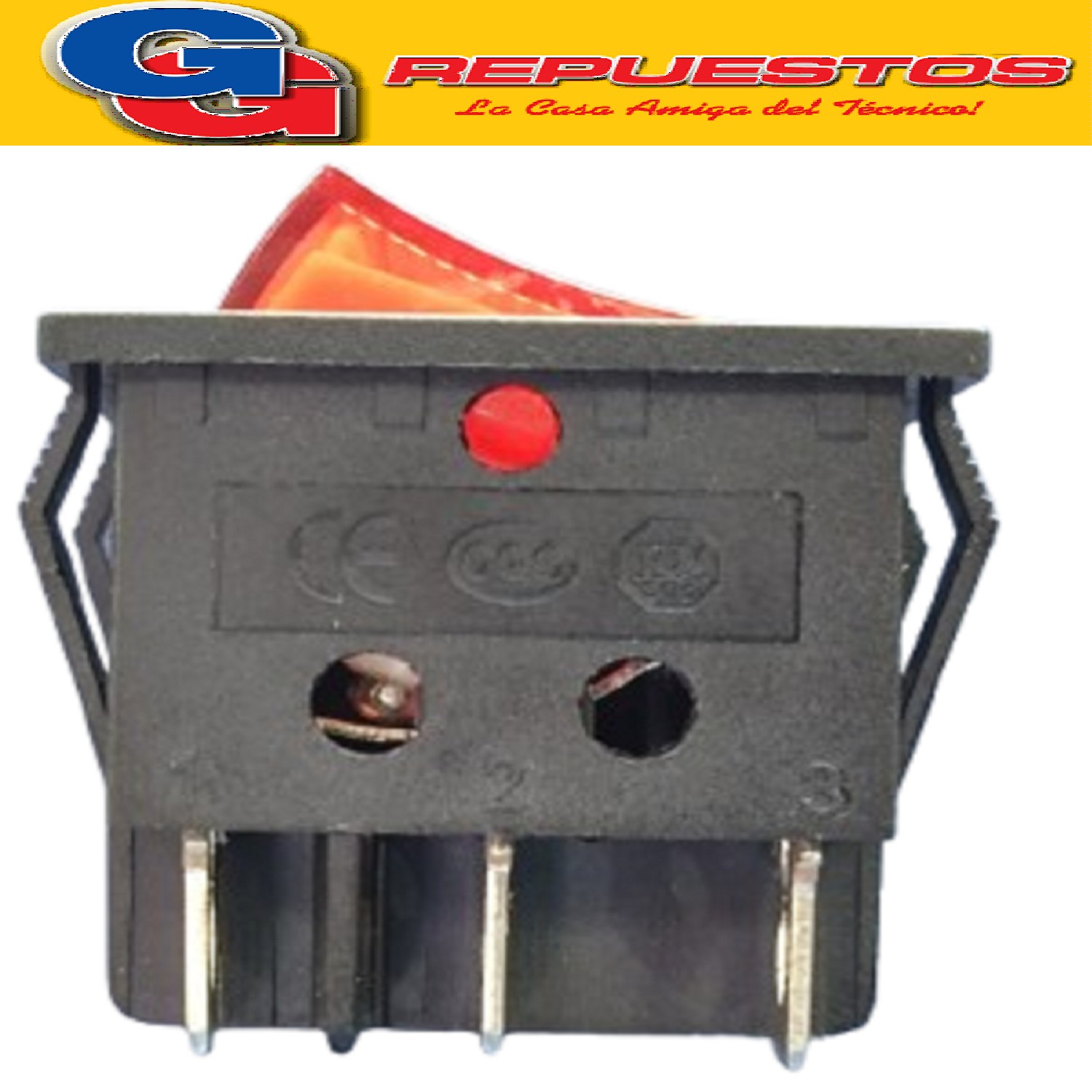 LLAVE TECLA 6 CTOS 15 A 250 V C/NEON IMP INTERRUPTOR LLAVE BIPOLAR VARIOS USOS CALEFONES TERMOTANQUES ETC