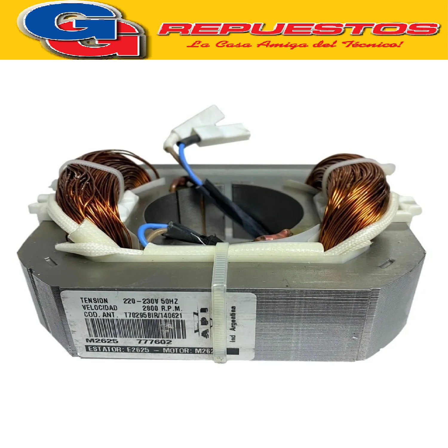 ESTATOR CAMPO ORIGINAL PARA SECARROPAS KOHINOOR A-652 C-755  SECARROPAS COLUMBIA HTS 4500 HTS 5500 C-745 C-755 C-755/2 c-765/2 A-2042 A-2052 A-652 A-655 A-655/2 A-665/2 P-2052 P-652 B-2042 B-2052 B-652 N-655 N-655/2 HTS 4202 HTS 5202 N-652 B-655/2 B-655 C-742 C-752 C-352 HTS-4201 HTS-4200 HTS-5201 HTS-5200 P-655/2 D-361 HTS 5504 HTS 5501 HTS 5503 CAMPO COCIDO RECAMBIO MOTOR