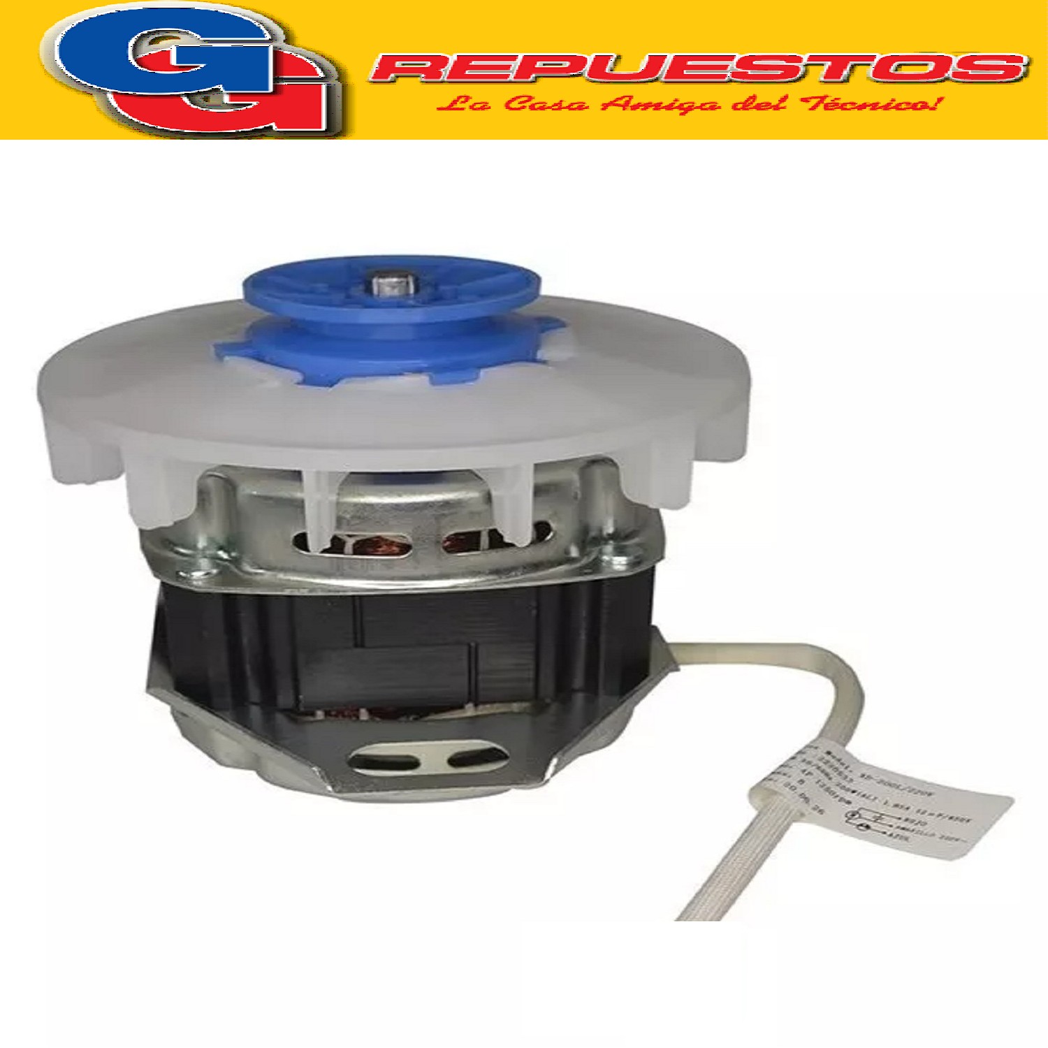 MOTOR LAVARROPAS PARA  GAFA GLAV 6000-6100-6500-7000-6505- 7500 CONTURBINA Y POLEA EN V PLASTICA ORIGINAL MOTOR GAFA ELECTROLUX PARA CAPACITOR DE 12uf, 1250rpm Cod.Origen:
7150217 (GAFA FRIMETAL) SC MOTOR Y POLEA MIRIAM 2970801 (GAFA ARG.)  2970200 (GAFA ARG.) 2224850 (GAFA ARG.) 7601430 (GAFA ARG.)