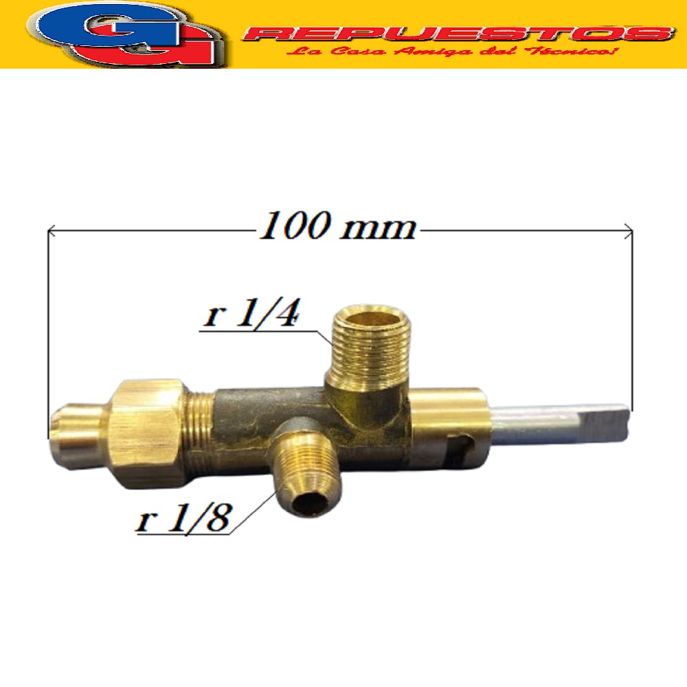 VAVLULA ROBINETE SEGURIDAD COCINA 90° CONEXION 1/8 1/4  VAST AGO DE 8 MM 1/4 VA CON VIROLA 1/8 CON PESTAÑA