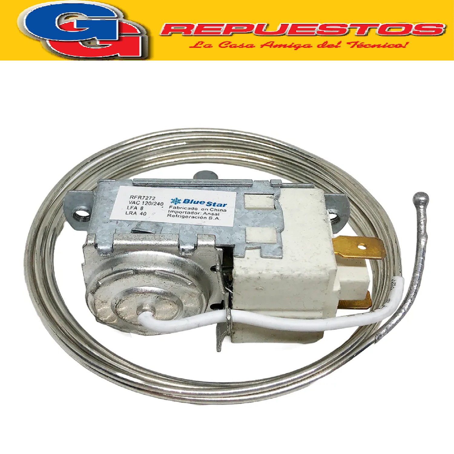 TERMOSTATO BlueStar RFR7272-4  FREEZER O ENFRIADOR DE BOTELL AS COLUMBIA  2 CONTACTOS EJE REDONDO  DUALES  (+8.8+3.9_-6.2-13.8_-17-28) CAPILAR 1.8M
