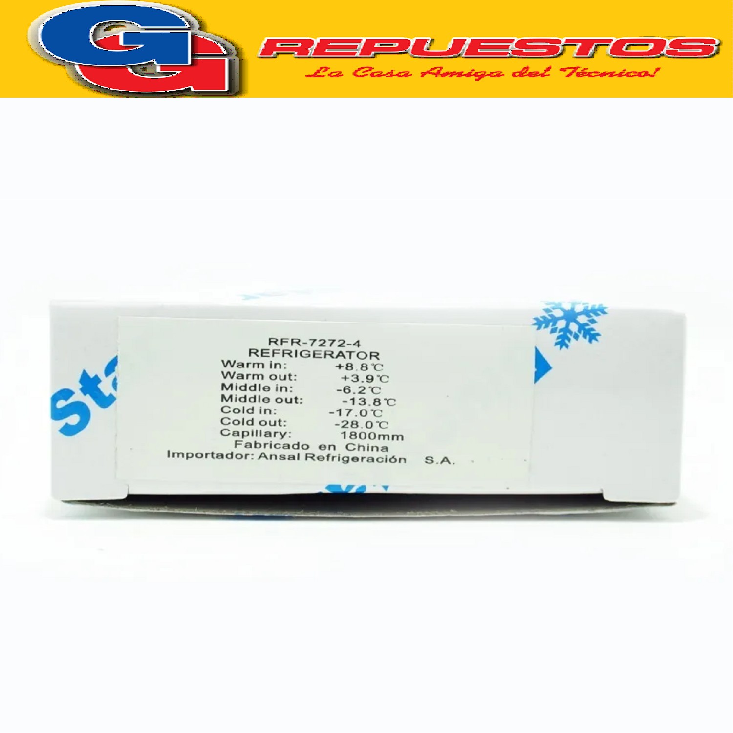 TERMOSTATO BlueStar RFR7272-4  FREEZER O ENFRIADOR DE BOTELL AS COLUMBIA  2 CONTACTOS EJE REDONDO  DUALES  (+8.8+3.9_-6.2-13.8_-17-28) CAPILAR 1.8M
