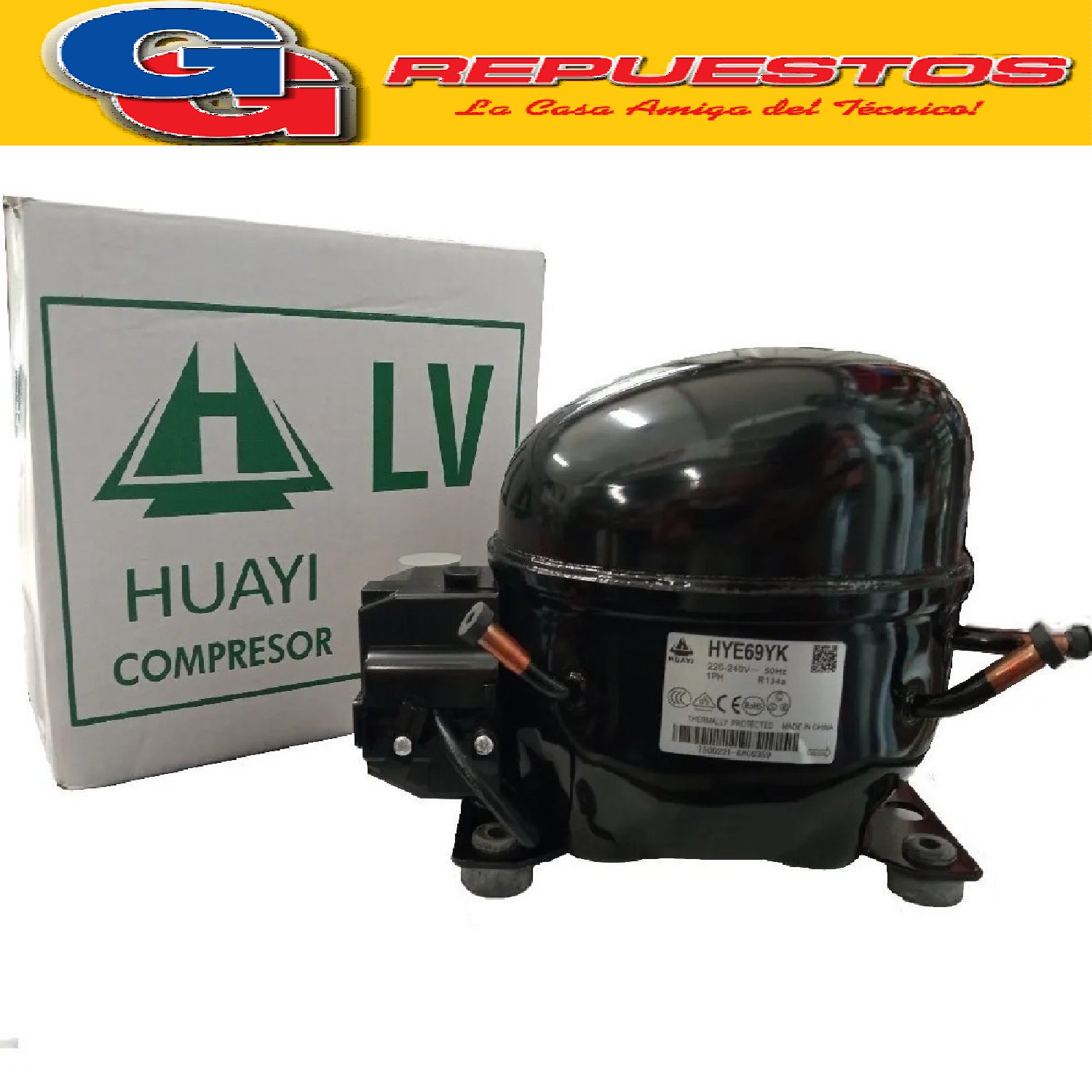 MOTOCOMPRESOR HUAYI 1/4 HP R134 DUAL R12 BLEND E70HB5 
 AE1 370DBX reemplazo de Huayi 1/4 Hp R134 Hye69yk PARA HELADERAS FAMILIARES Y FREEZER- NO ES COMERCIAL