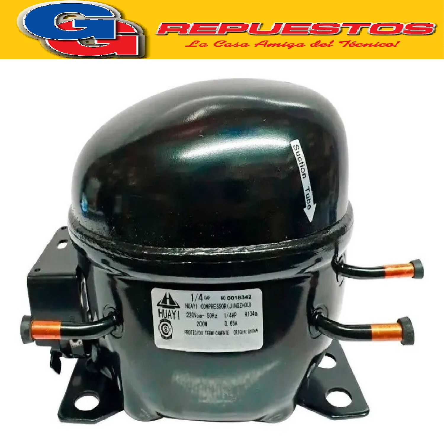 MOTOCOMPRESOR HUAYI 1/4 HP R134 DUAL R12 BLEND E70HB5 
 AE1 370DBX reemplazo de Huayi 1/4 Hp R134 Hye69yk PARA HELADERAS FAMILIARES Y FREEZER- NO ES COMERCIAL
