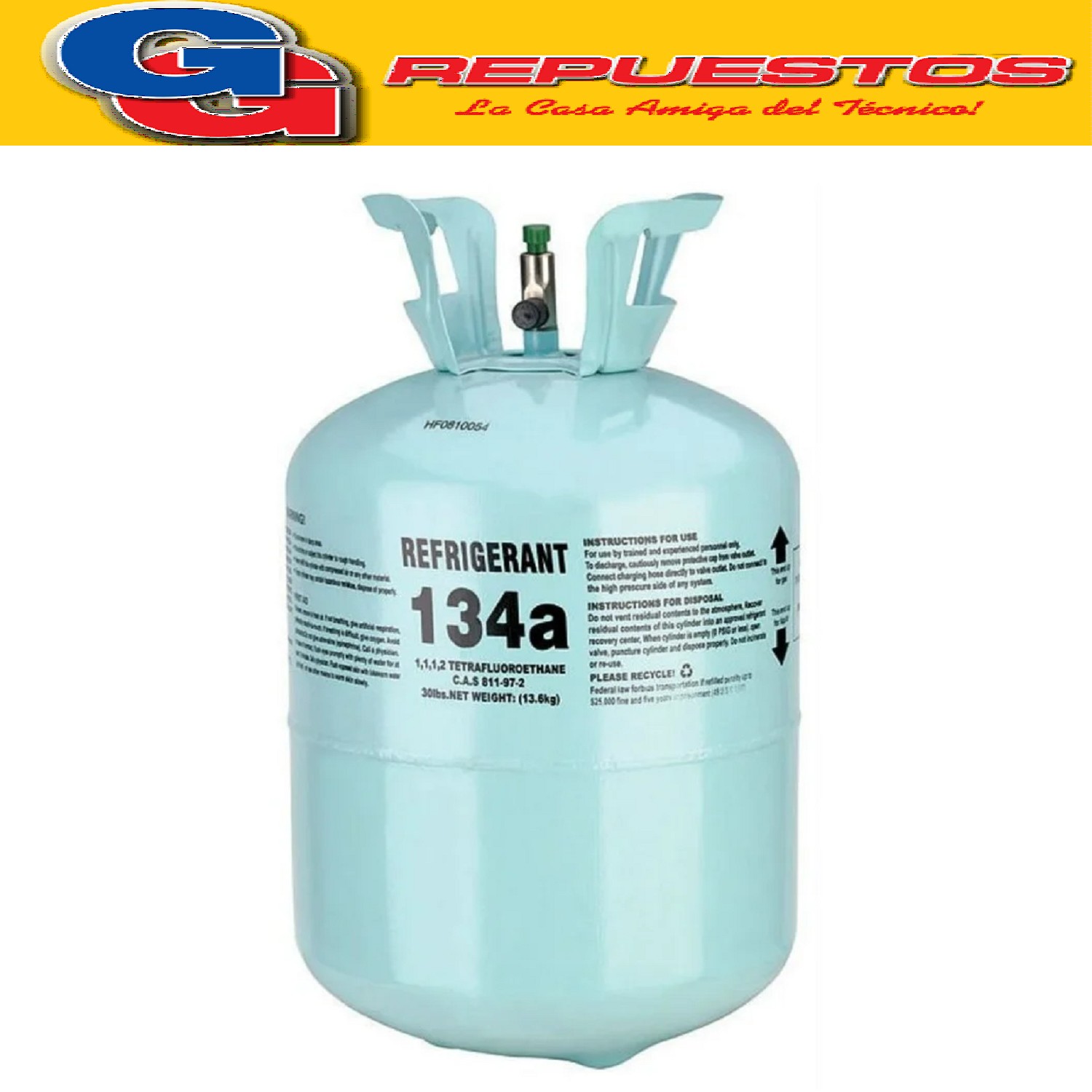 GARRAFA GAS R134a x 13.6 kg