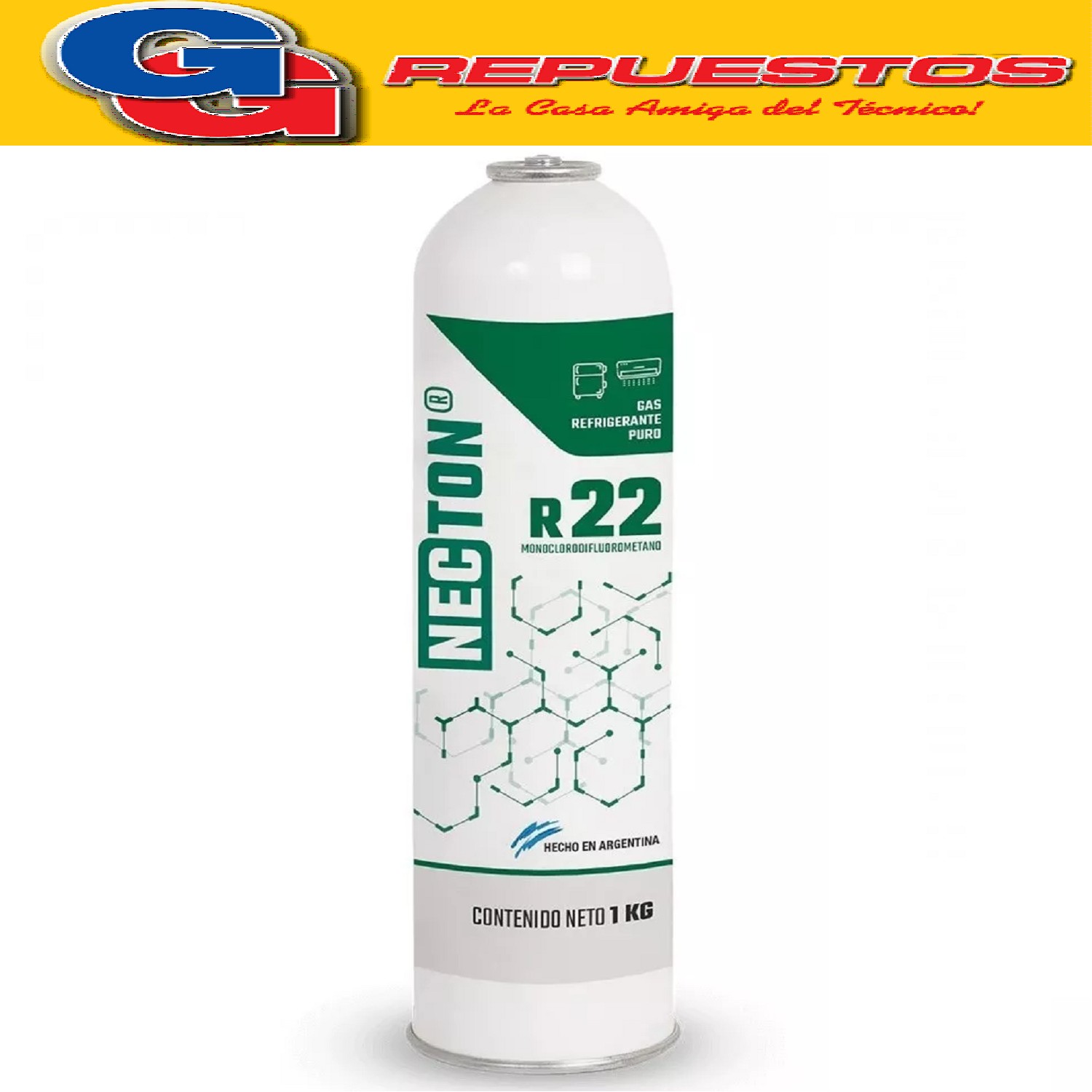 LATA GAS R22 X 1 KG PURO NECTON LATA ENVASE DESCARTABLE