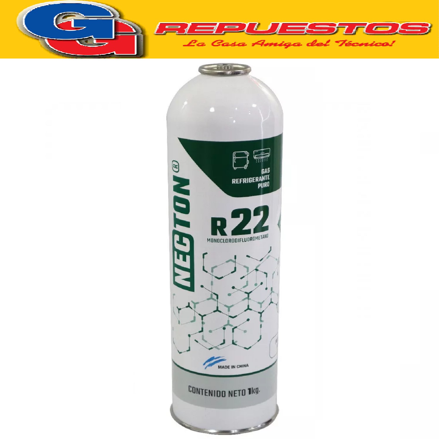 LATA GAS R22 X 1 KG PURO NECTON LATA ENVASE DESCARTABLE