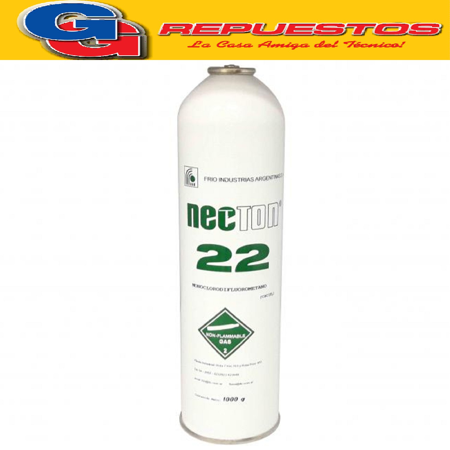 LATA GAS R22 X 1 KG PURO NECTON LATA ENVASE DESCARTABLE
