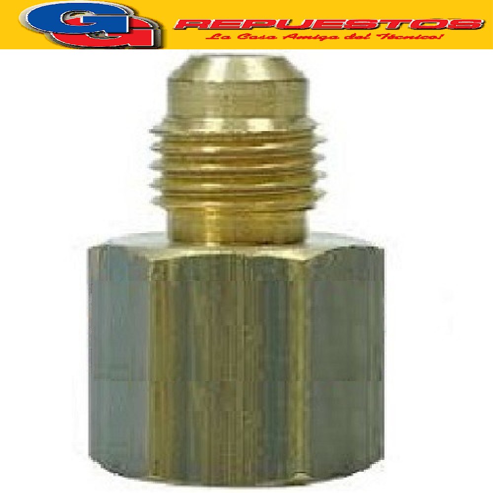 ADAPTADAR PARA GARRAFA DESCARTABLE LATA ROSCA FINA SIN VALVU LA R22-R134-MO49- YH12 ROSCA 1/4 MACHOA X 1/4 HEMBRA