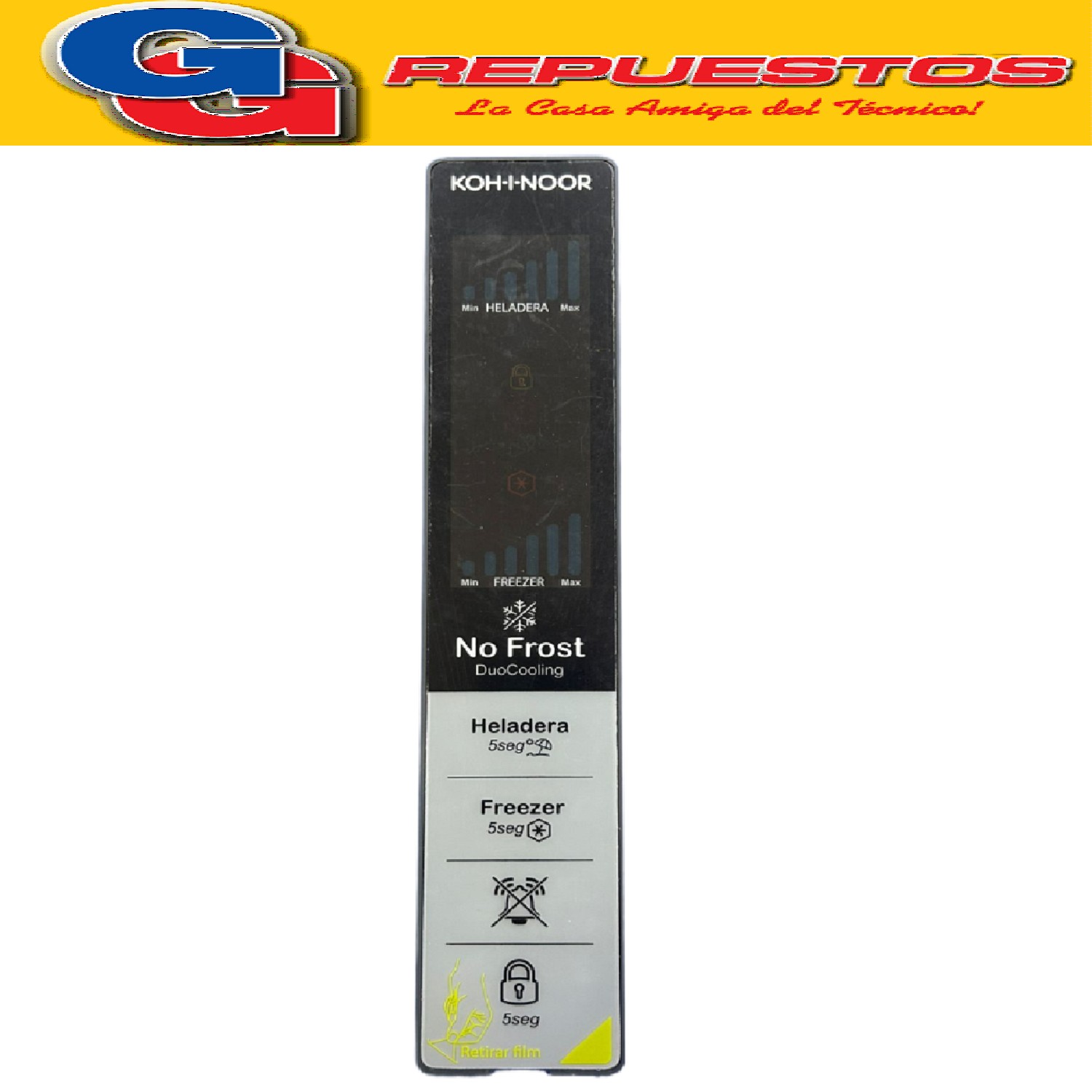 PLACA + DISPLAY PARA HELADERA NO FROST KOHINOOR  KHGF41D/8   ORIGINAL  khgb41d/8 REF.-CONG.DUO COOLING KOHINOOR NEGRA 	KHGA41D/8 REF.-CONG.DUO COOLING KOHINOOR ACERO KHGF41D/8 HELADERA COMBI 417LTS NEGRA ACERADA, NO FROST PLAQUETA DE POTENCIA NO FROST