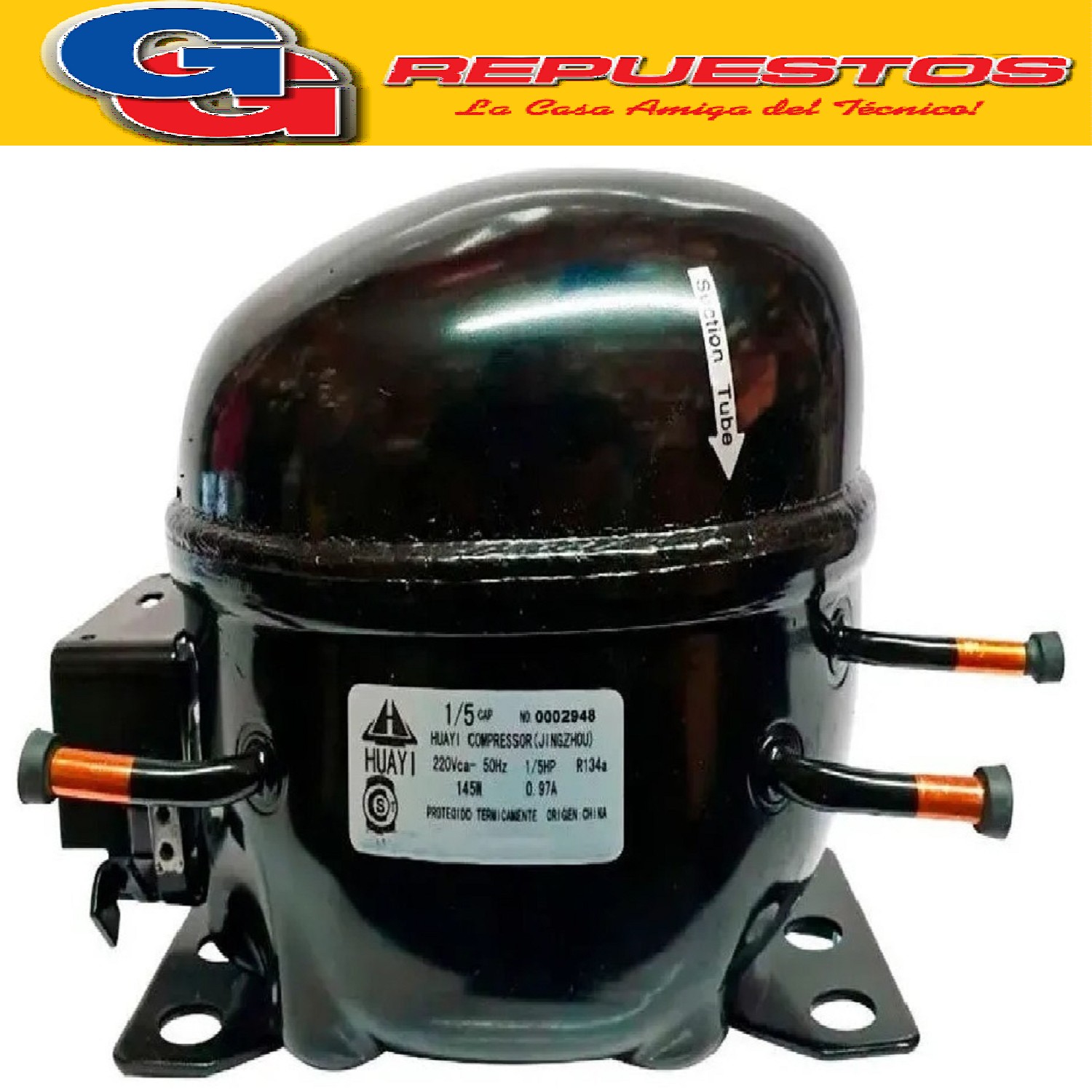 MOTOCOMPRESOR HUAYI 1/5 HP  DUAL R134/R12 BLEND S55HYD5 - E5 6HD5 PARA HELADERAS FAMILIARES Y FREEZER- NO ES COMERCIAL