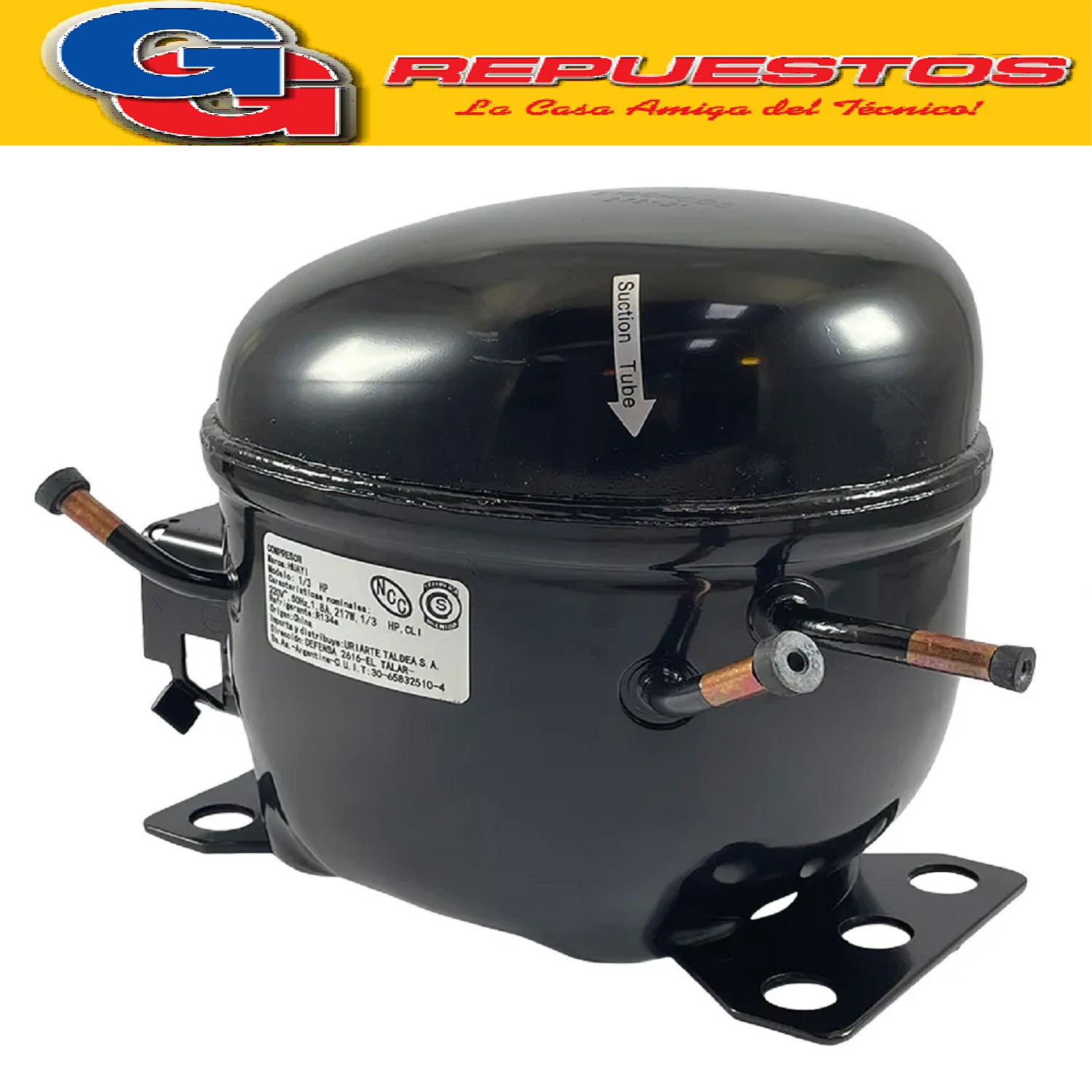 MOTOCOMPRESOR HUAYI 1/3 HP R134 R12 AE1390DBX E86HB5 240fr H y81yt PARA HELADERAS FAMILIARES Y FREEZER- NO ES COMERCIAL